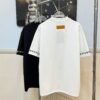 6930f5946e68136f4d9b400a LOUIS VUITTON Embroidered New Short Sleeve T-Shirt, High-Quality 280g Double Cotton Yarn Fabric with Smooth Nylon and Washed Cotton Feel, Premium Embroidery on Front and Sleeves, Fashionable Design with Special Craftsmanship, Custom Dyed and Matched to Official Website