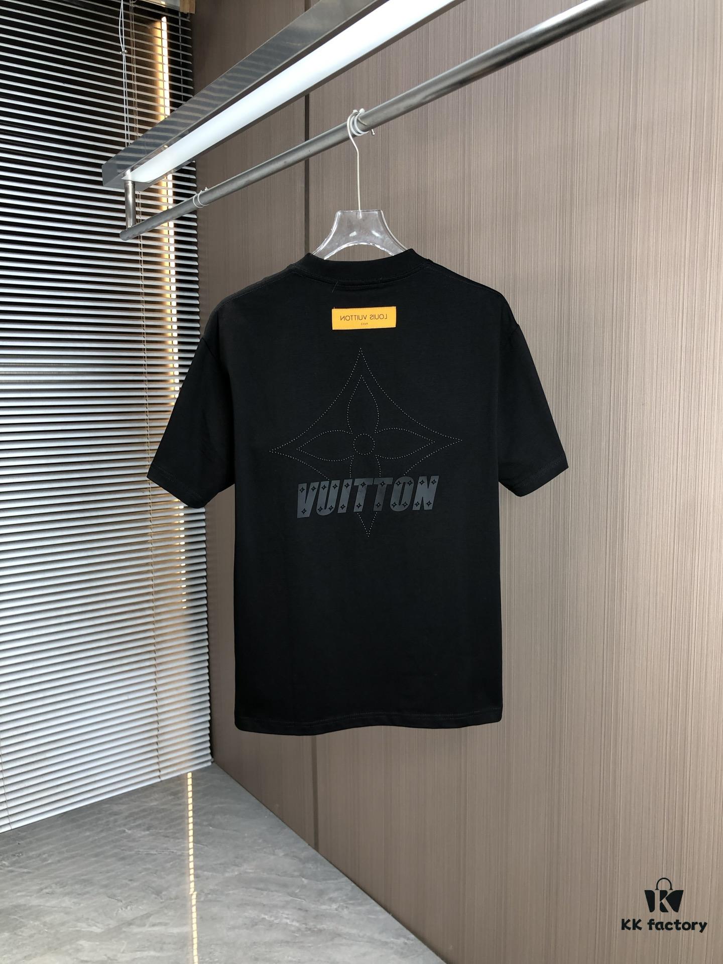 6930f5c56e68136f4d9b403d LV Louis Vuitton 2025 Spring/Summer New Arrival Round Neck Short Sleeve T-Shirt with Hot-Stone Embellishment and Engraved Pattern Technique, Made from High-Density 320g Double-Yarn Combed Cotton Fabric, Slightly Loose Fit, Soft and Substantial Fabric Texture, Unisex Design