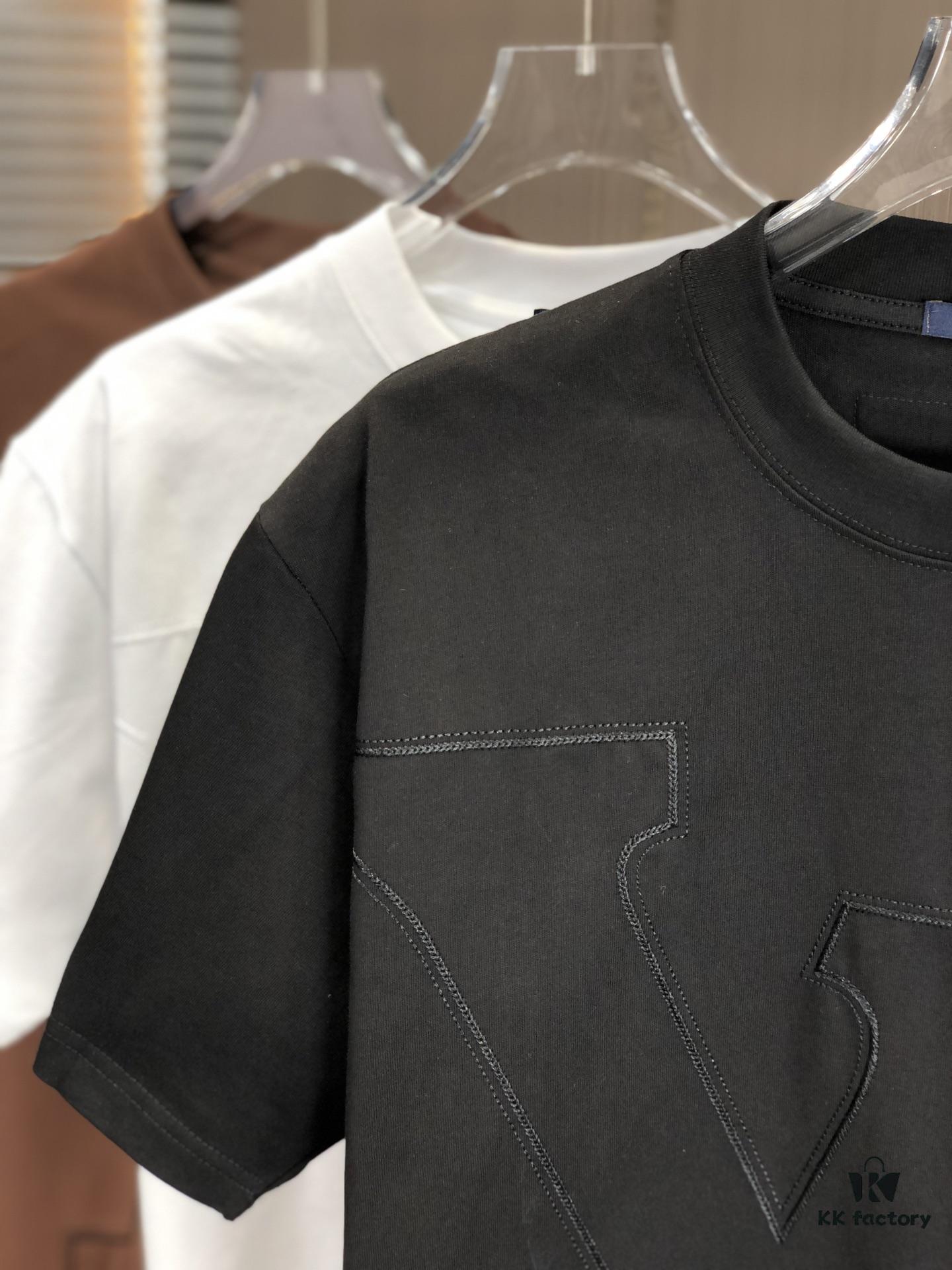 6930f5de6e68136f4d9b4054 Louis Vuitton 2025 Spring/Summer New Arrival Round Neck Short Sleeve T-Shirt with Chain and Single-Needle Embroidery, Premium 320g Double-Combed Cotton Fabric, Slightly Loose Unisex Fit