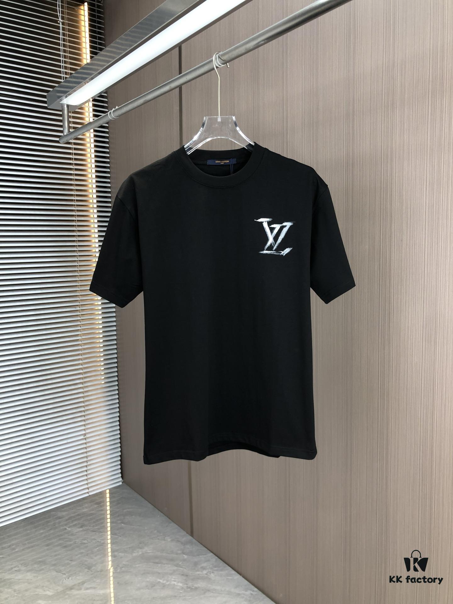 6930f5f06e68136f4d9b4064 LV Louis Vuitton 2025 Spring/Summer New Arrival Round Neck Short Sleeve T-Shirt with Hand-Painted Print, Made from 320g Double-Combed Cotton Fabric, Slightly Loose Fit, Soft and Substantial Fabric Texture, Unisex Design