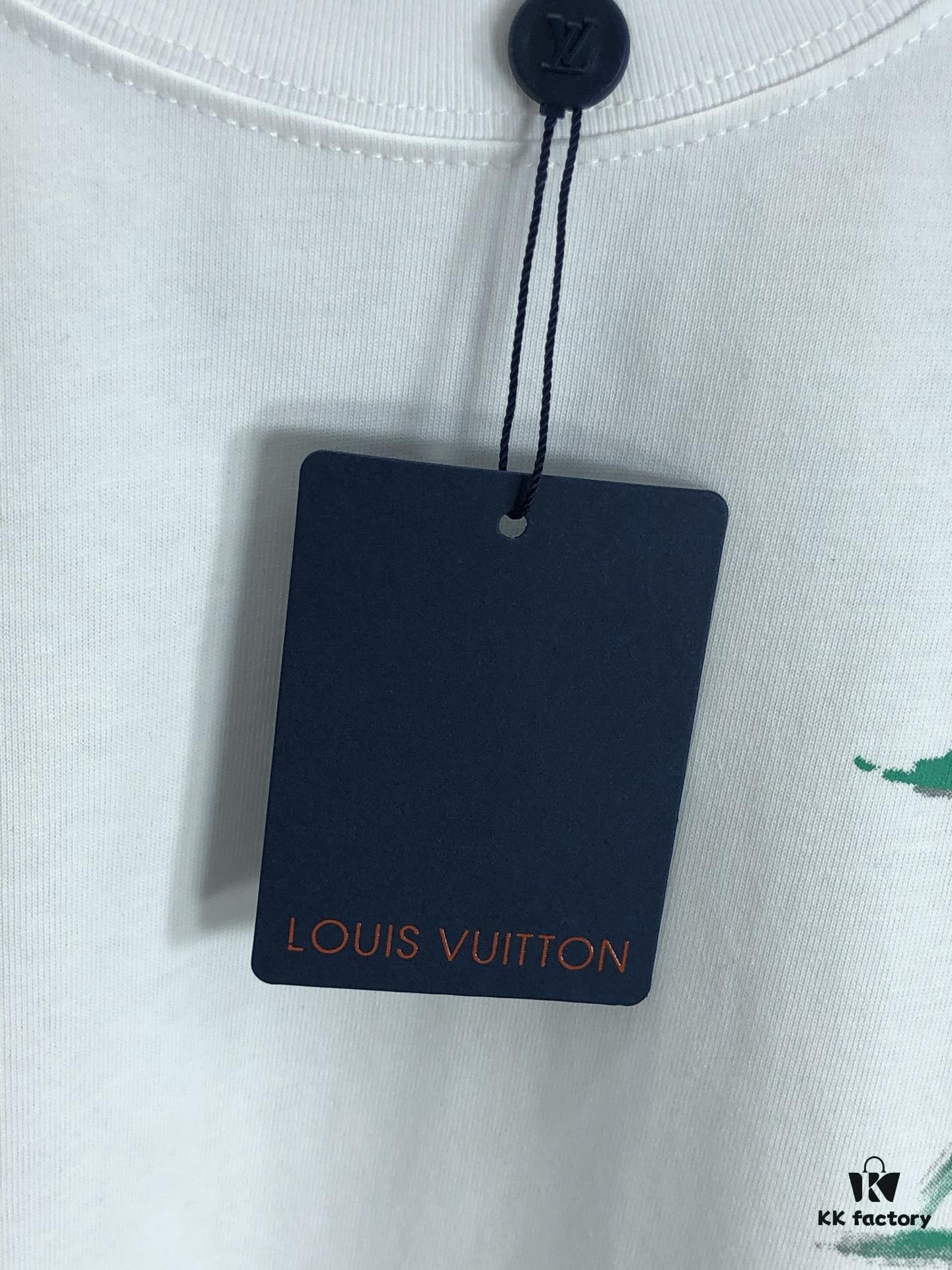6930f5fe6e68136f4d9b4072 LV Louis Vuitton 2025 Spring-Summer New Arrival Round Neck Short Sleeve T-Shirt with Hand-Painted Print, Made from 320g Double-Layer Combed Cotton Fabric, Slightly Loose Fit, Soft and Substantial Fabric Texture, Unisex Design
