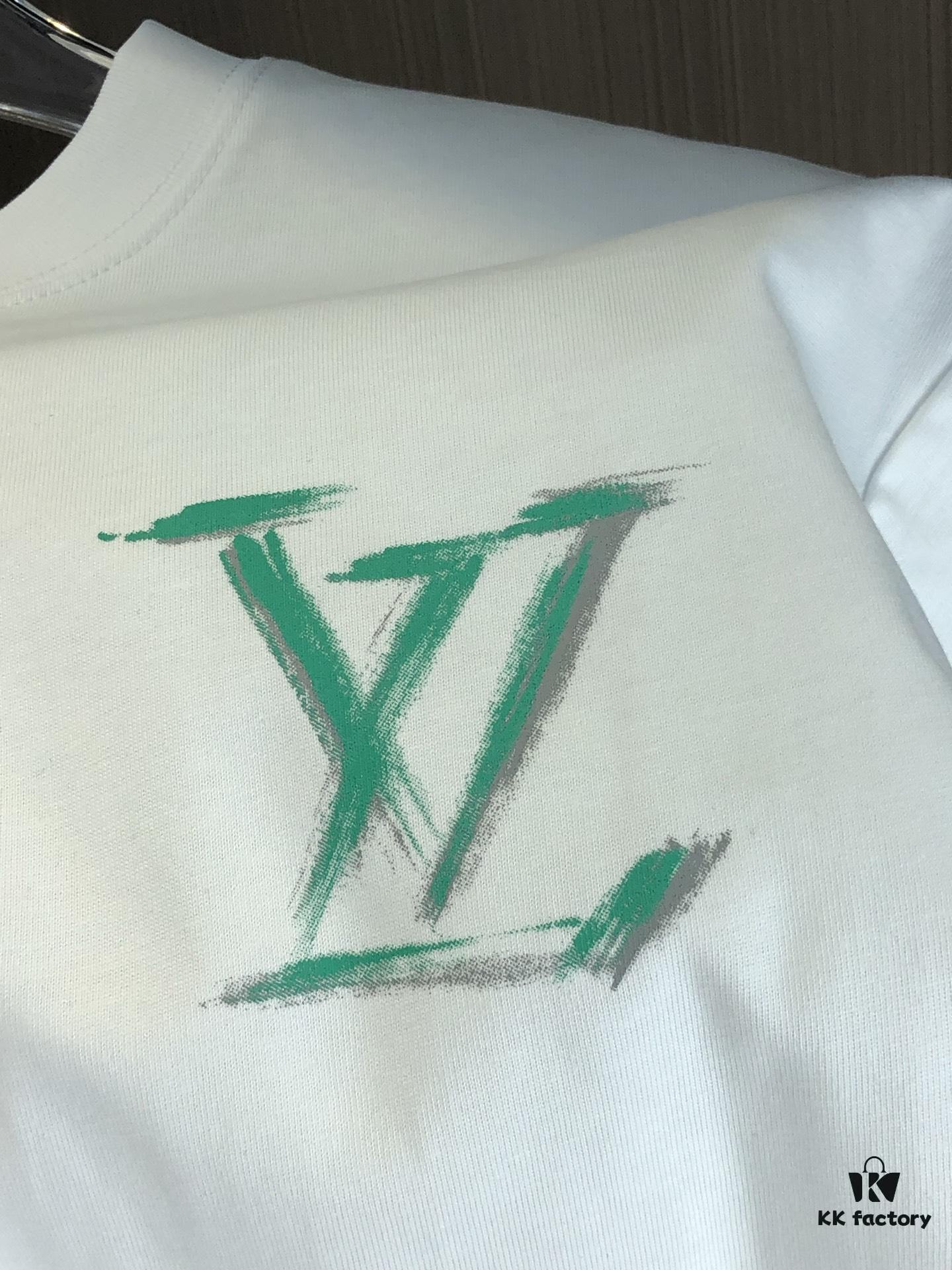 6930f5ff6e68136f4d9b4074 LV Louis Vuitton 2025 Spring-Summer New Arrival Round Neck Short Sleeve T-Shirt with Hand-Painted Print, Made from 320g Double-Layer Combed Cotton Fabric, Slightly Loose Fit, Soft and Substantial Fabric Texture, Unisex Design