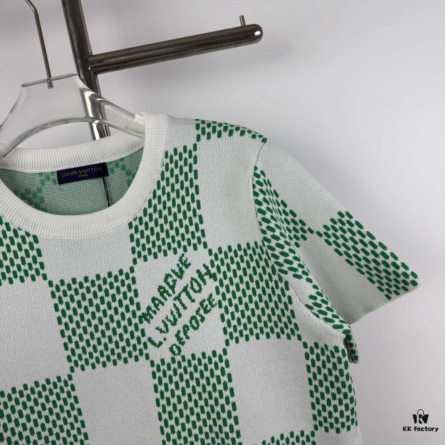 6930f7166e68136f4d9b419a New Louis Vuitton Plaid Green Checkerboard Short Sleeve Unisex T-Shirt