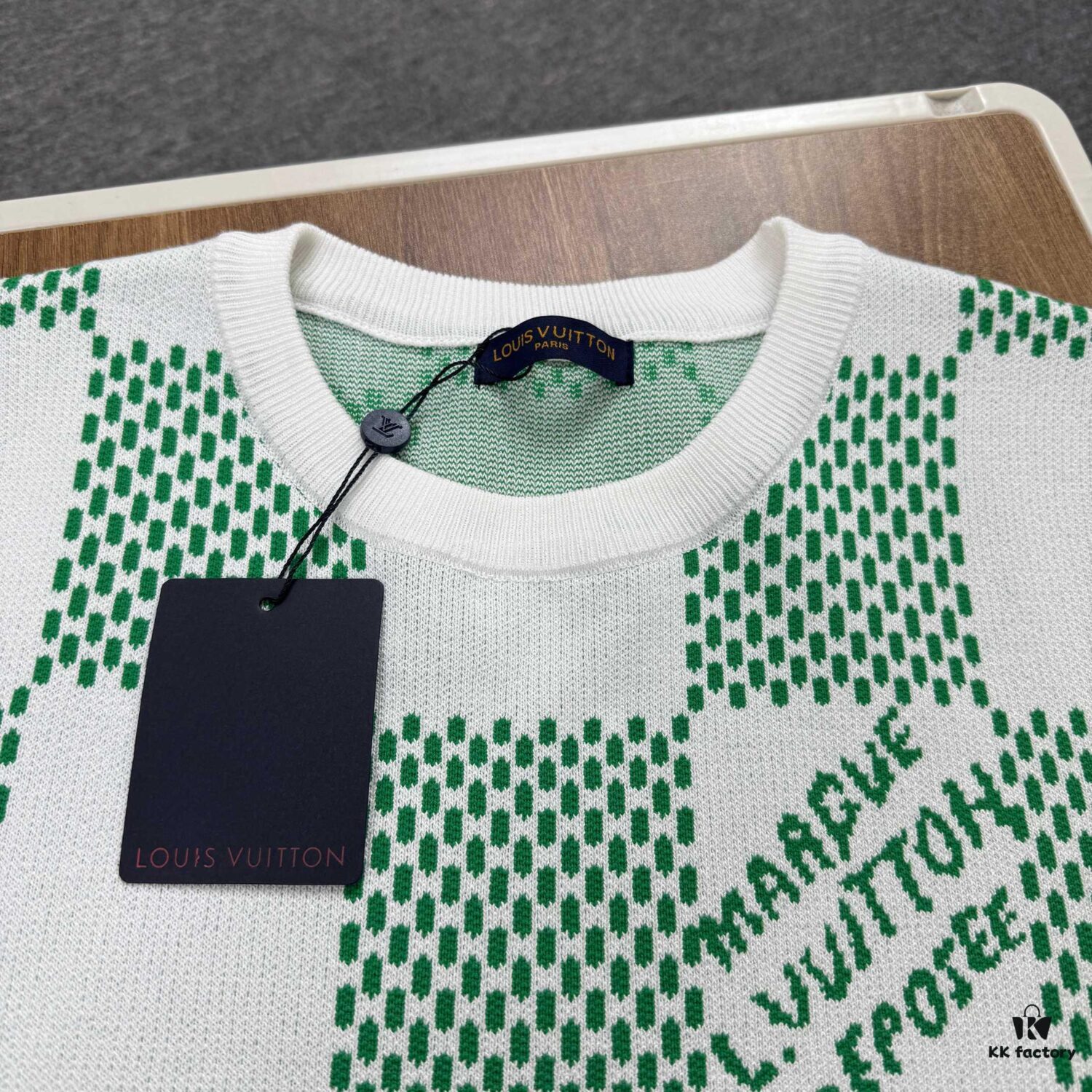 6930f7186e68136f4d9b419b New Louis Vuitton Plaid Green Checkerboard Short Sleeve Unisex T-Shirt