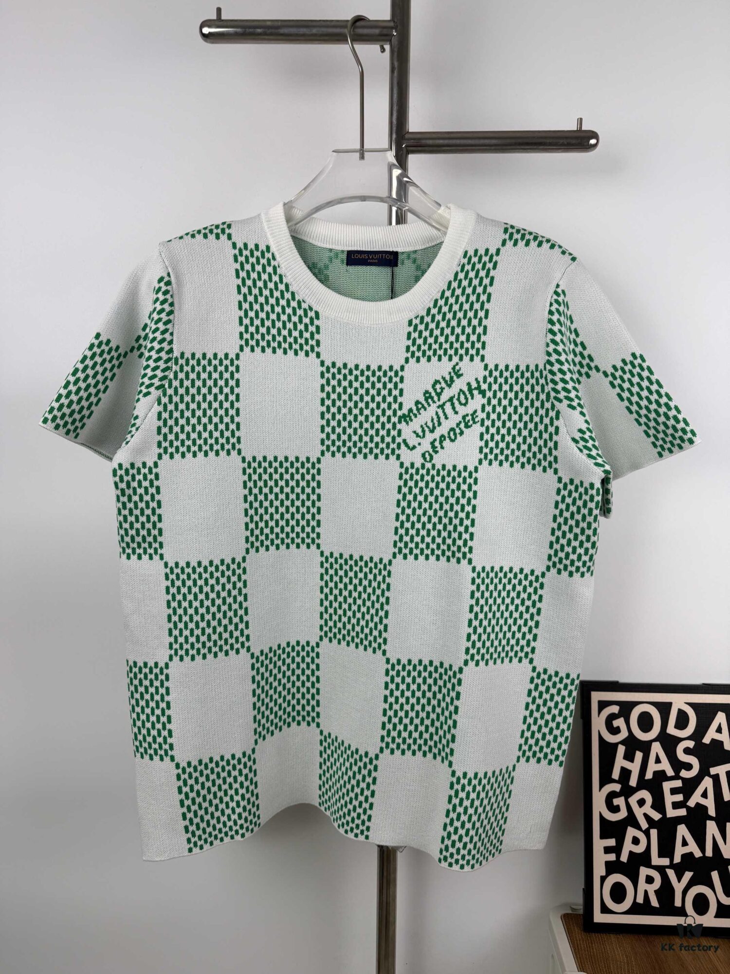 6930f71a6e68136f4d9b419d New Louis Vuitton Plaid Green Checkerboard Short Sleeve Unisex T-Shirt