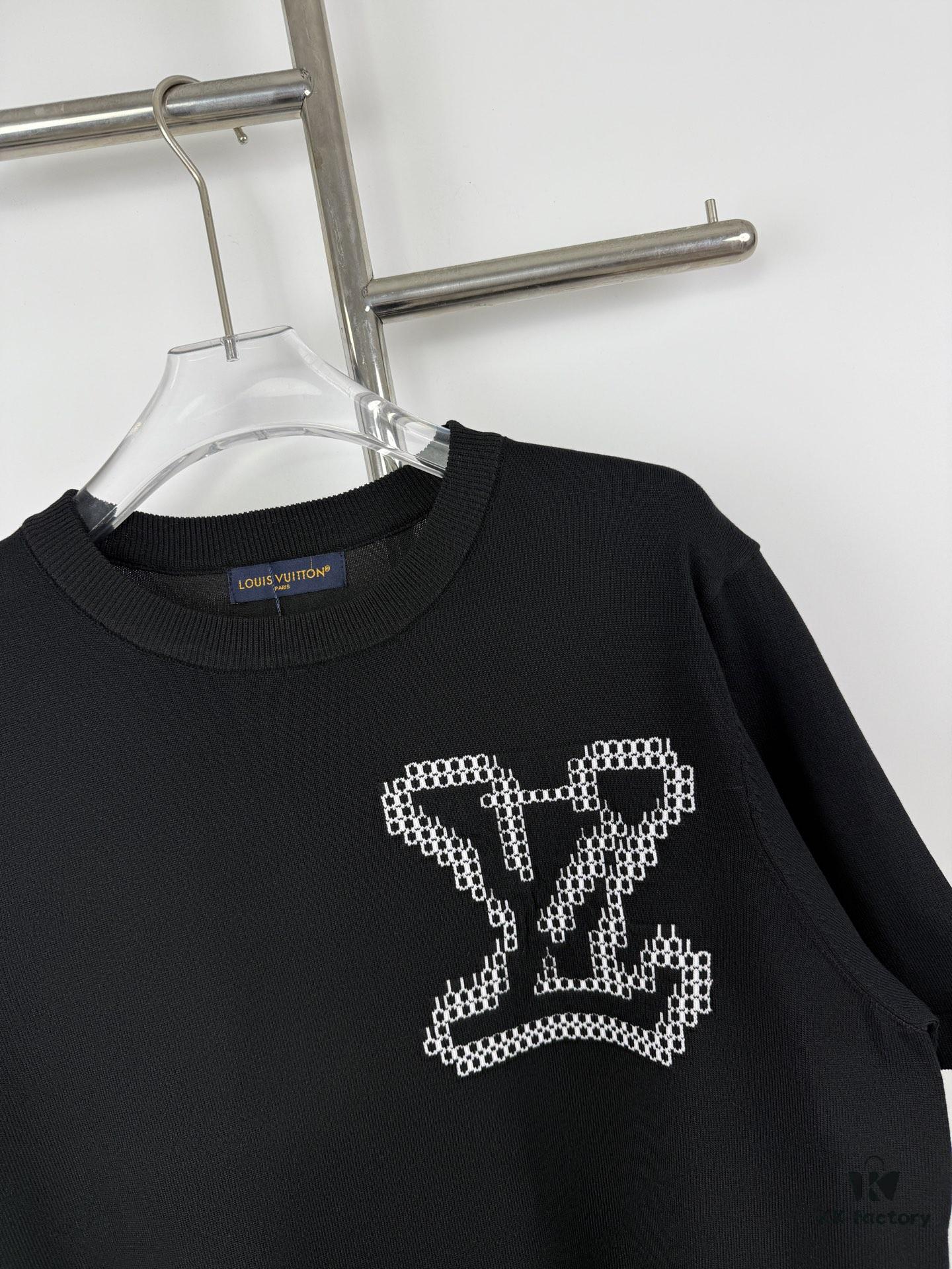 6930f7456e68136f4d9b41ca New Louis Vuitton 25SS Limited Edition Brick Print Knit Crew Neck Short Sleeve T-Shirt