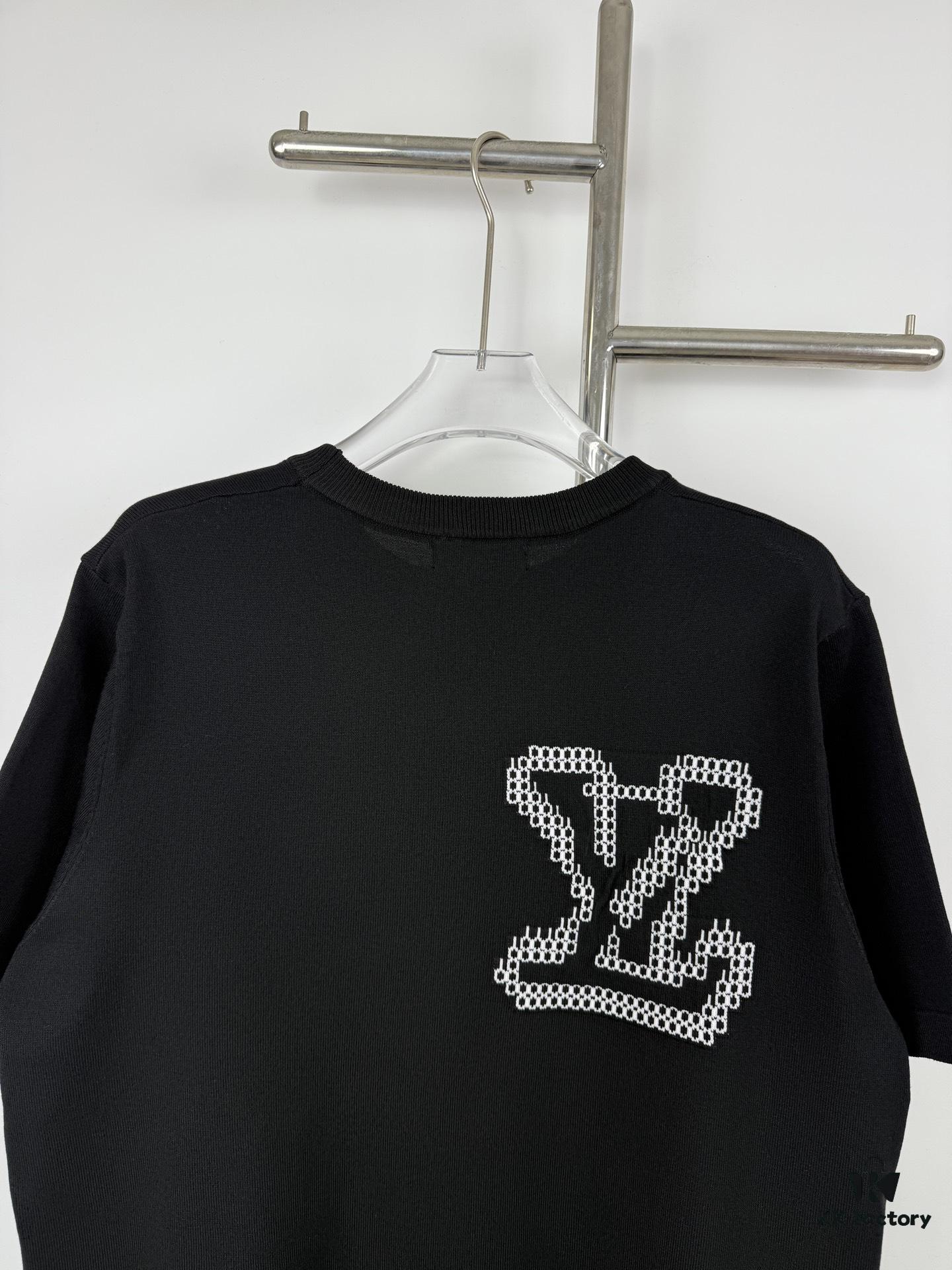 6930f7466e68136f4d9b41cb New Louis Vuitton 25SS Limited Edition Brick Print Knit Crew Neck Short Sleeve T-Shirt