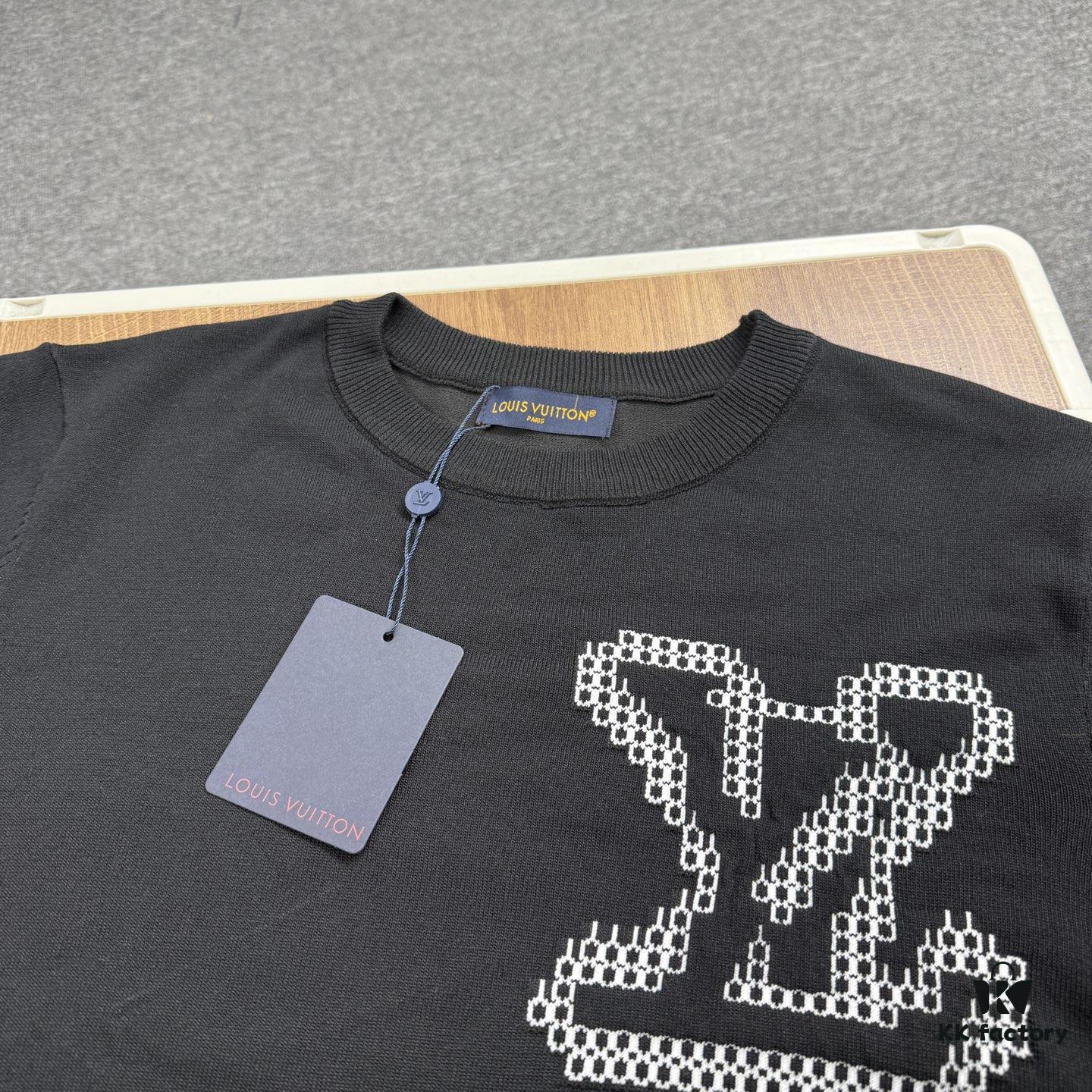 6930f7476e68136f4d9b41cc New Louis Vuitton 25SS Limited Edition Brick Print Knit Crew Neck Short Sleeve T-Shirt