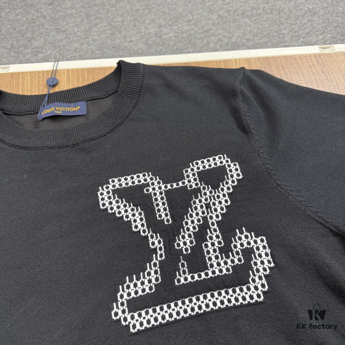 6930f7486e68136f4d9b41cf New Louis Vuitton 25SS Limited Edition Brick Print Knit Crew Neck Short Sleeve T-Shirt