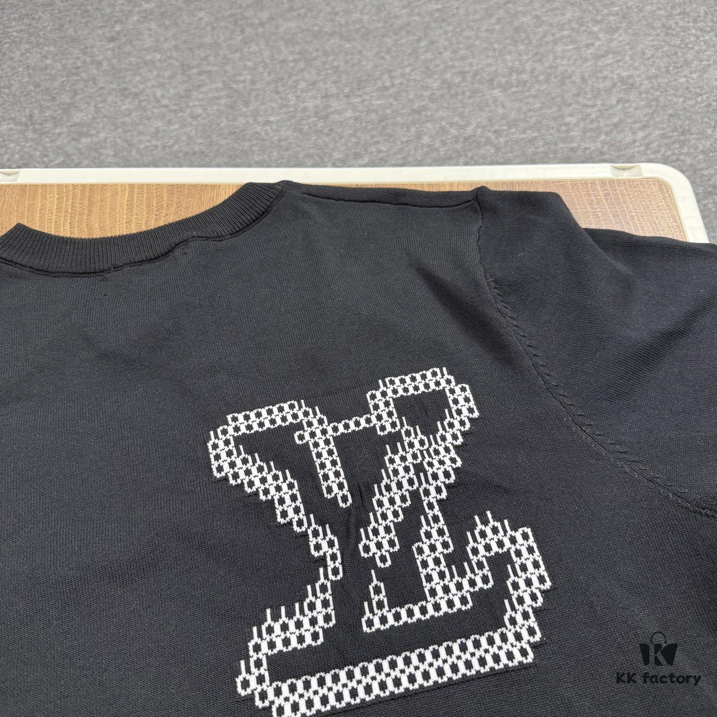 6930f7496e68136f4d9b41d0 New Louis Vuitton 25SS Limited Edition Brick Print Knit Crew Neck Short Sleeve T-Shirt