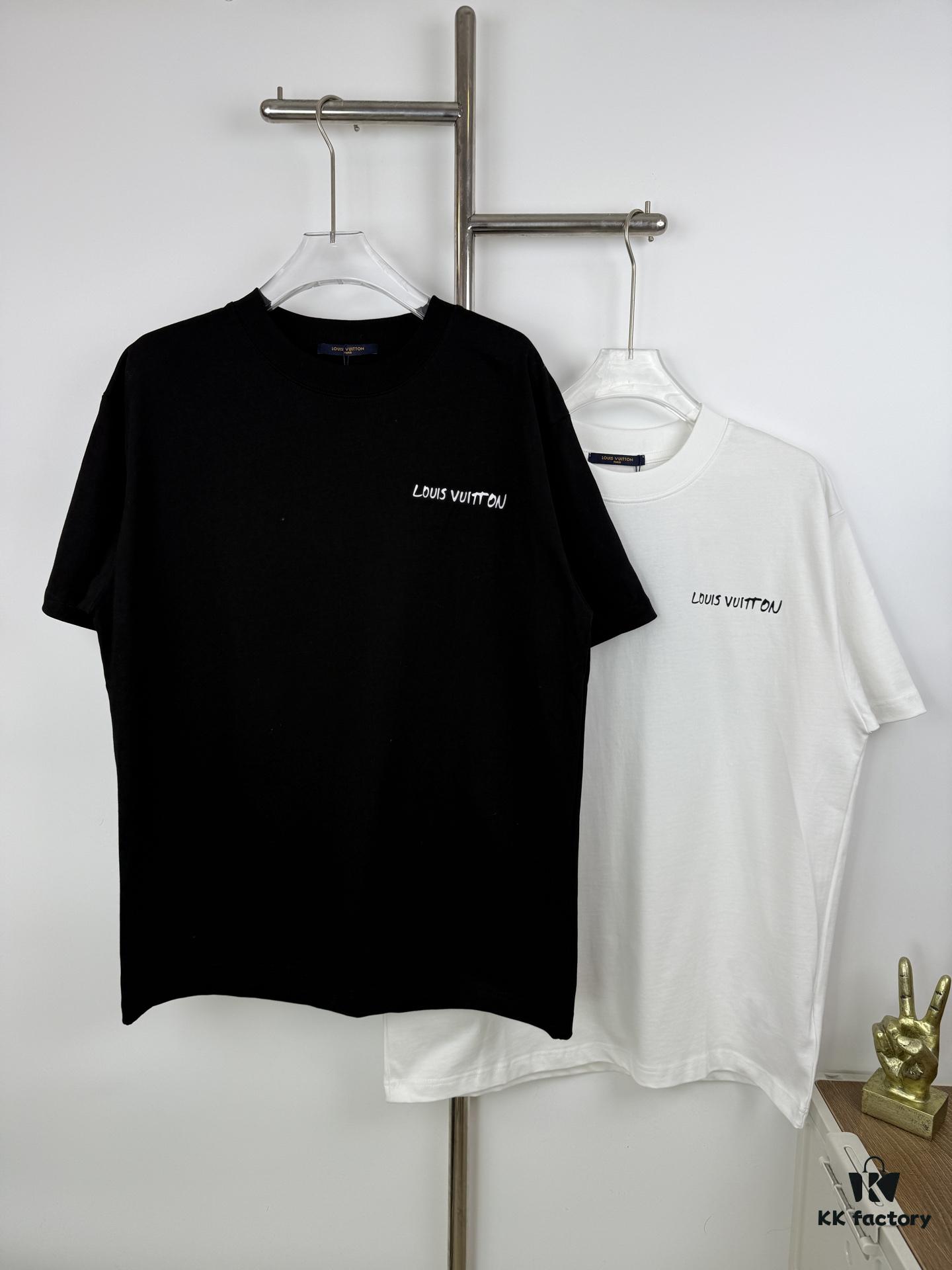 6930f7806e68136f4d9b4207 LOUISVUITTON Graffiti Print Logo Round-Neck Short-Sleeve T-Shirt Unisex Casual Loose Fit