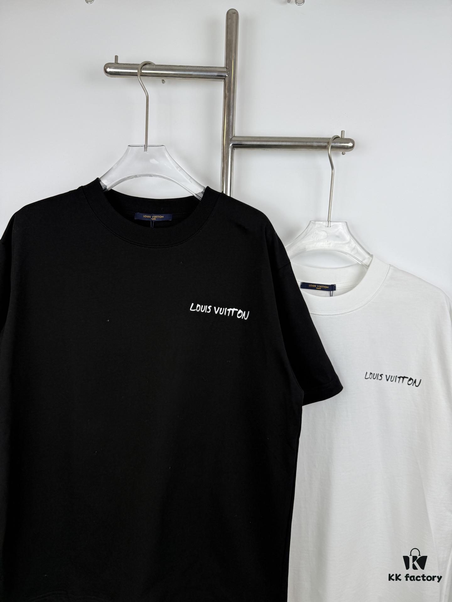 6930f7846e68136f4d9b4209 LOUISVUITTON Graffiti Print Logo Round-Neck Short-Sleeve T-Shirt Unisex Casual Loose Fit