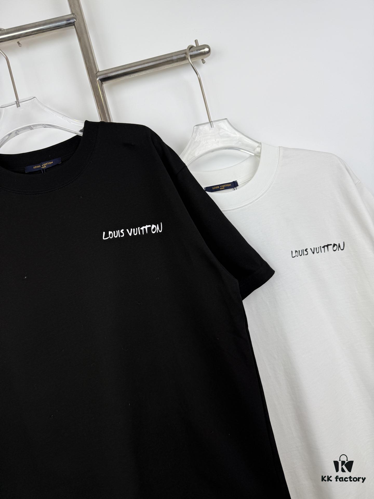 6930f7856e68136f4d9b420a LOUISVUITTON Graffiti Print Logo Round-Neck Short-Sleeve T-Shirt Unisex Casual Loose Fit