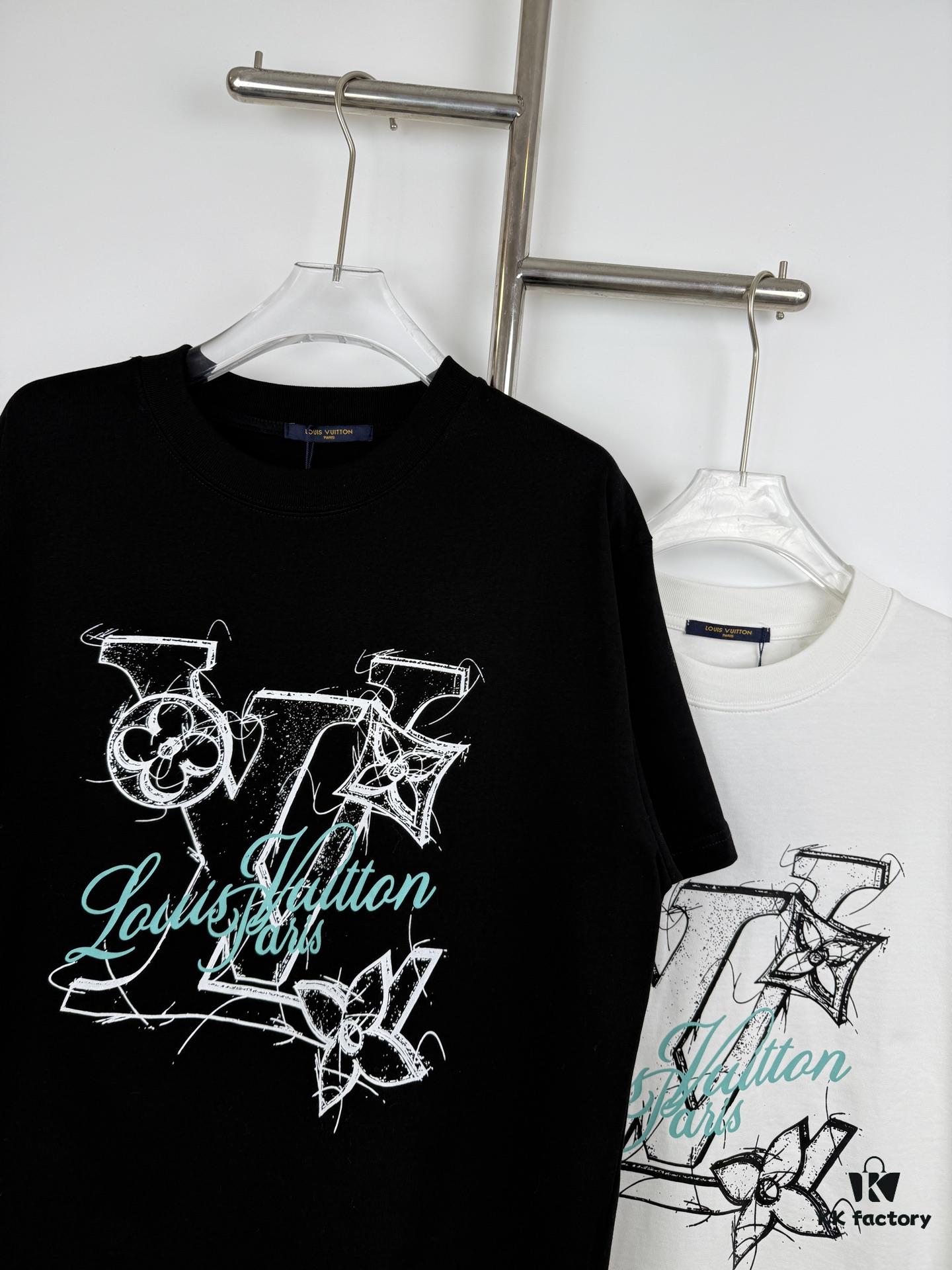 6930f78c6e68136f4d9b420e LOUISVUITTON Classic Parody Graffiti Print Logo Round Neck Short Sleeve T-Shirt Unisex Casual Loose Fit
