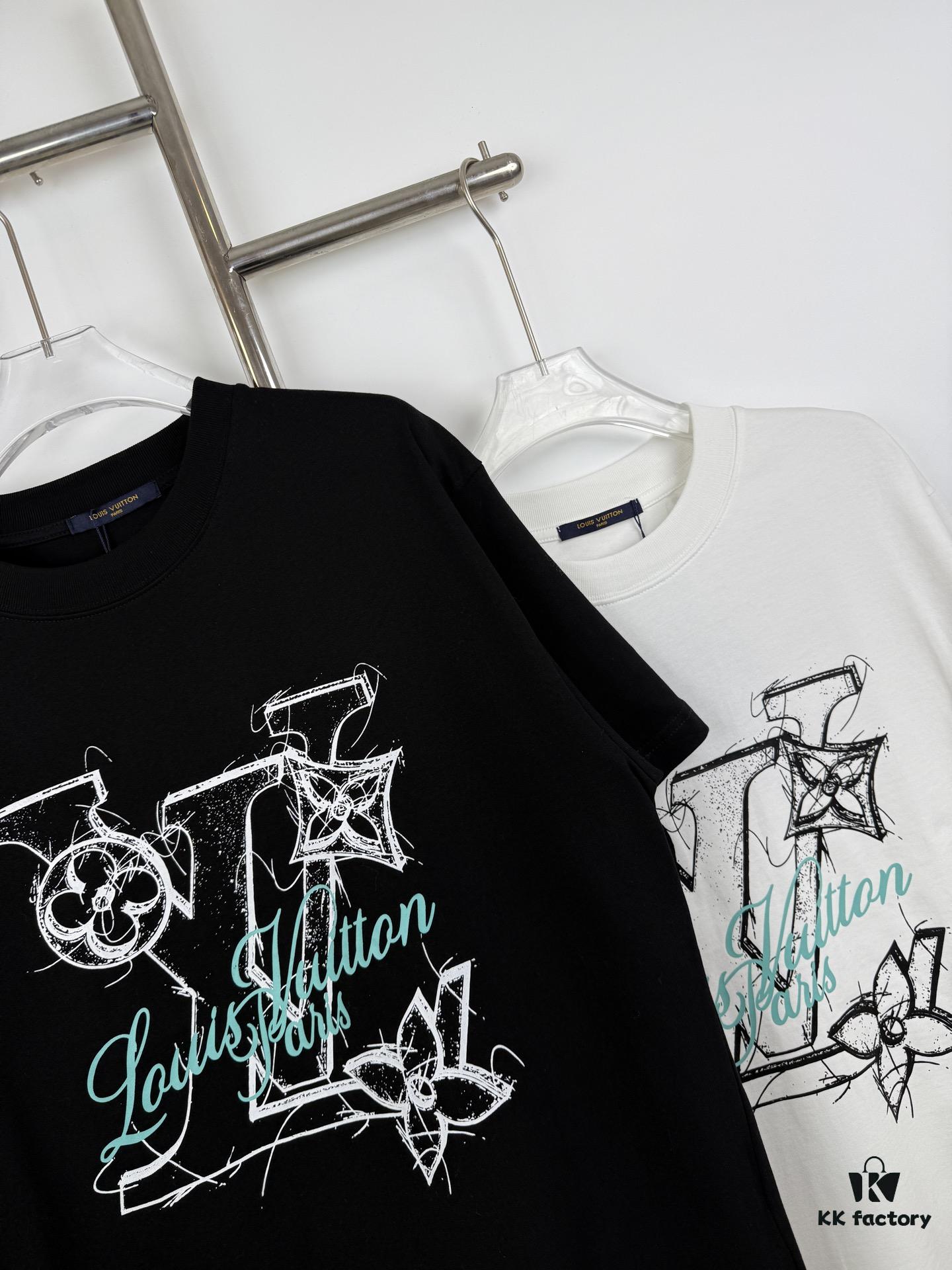 6930f78d6e68136f4d9b420f LOUISVUITTON Classic Parody Graffiti Print Logo Round Neck Short Sleeve T-Shirt Unisex Casual Loose Fit