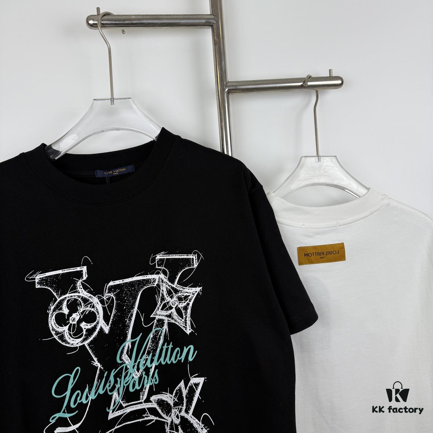 6930f7936e68136f4d9b4214 LOUISVUITTON Classic Parody Graffiti Print Logo Round Neck Short Sleeve T-Shirt Unisex Casual Loose Fit