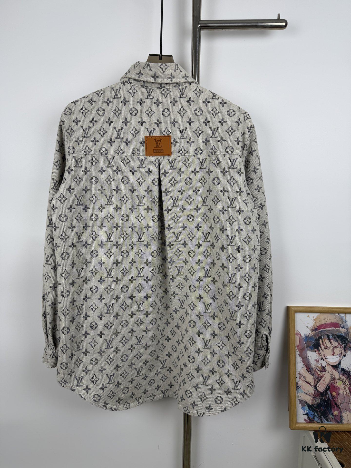 6930f7ca6e68136f4d9b4245 New Louis Vuitton Monogram Jacquard Denim Shirt Unisex Oversized Long Sleeve Jacket