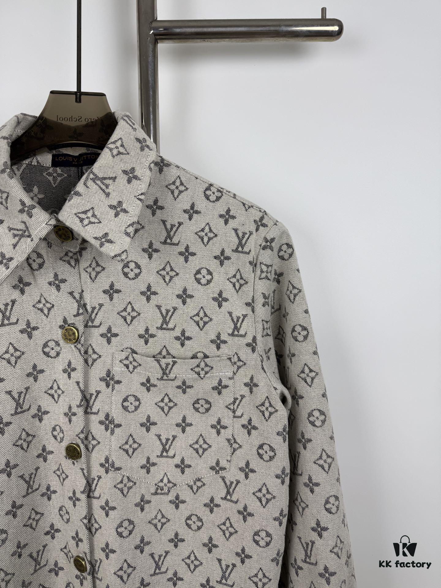 6930f7cb6e68136f4d9b4246 New Louis Vuitton Monogram Jacquard Denim Shirt Unisex Oversized Long Sleeve Jacket