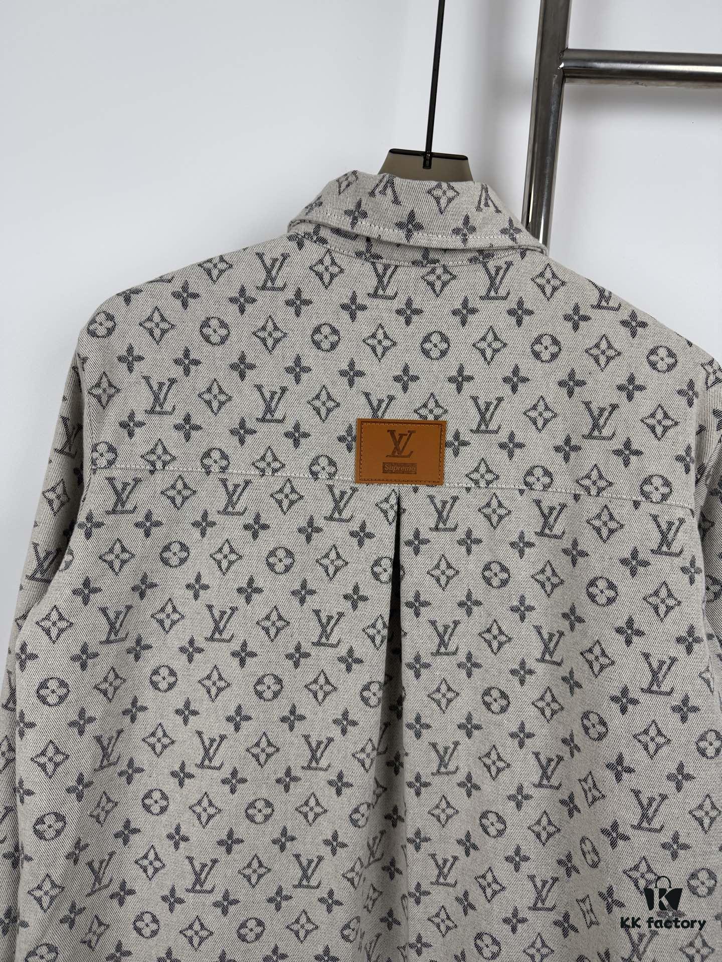 6930f7cc6e68136f4d9b4247 New Louis Vuitton Monogram Jacquard Denim Shirt Unisex Oversized Long Sleeve Jacket