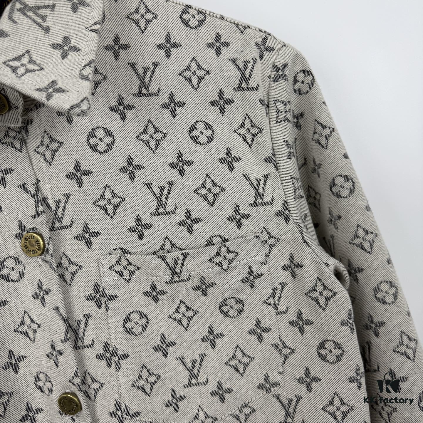 6930f7cc6e68136f4d9b4248 New Louis Vuitton Monogram Jacquard Denim Shirt Unisex Oversized Long Sleeve Jacket