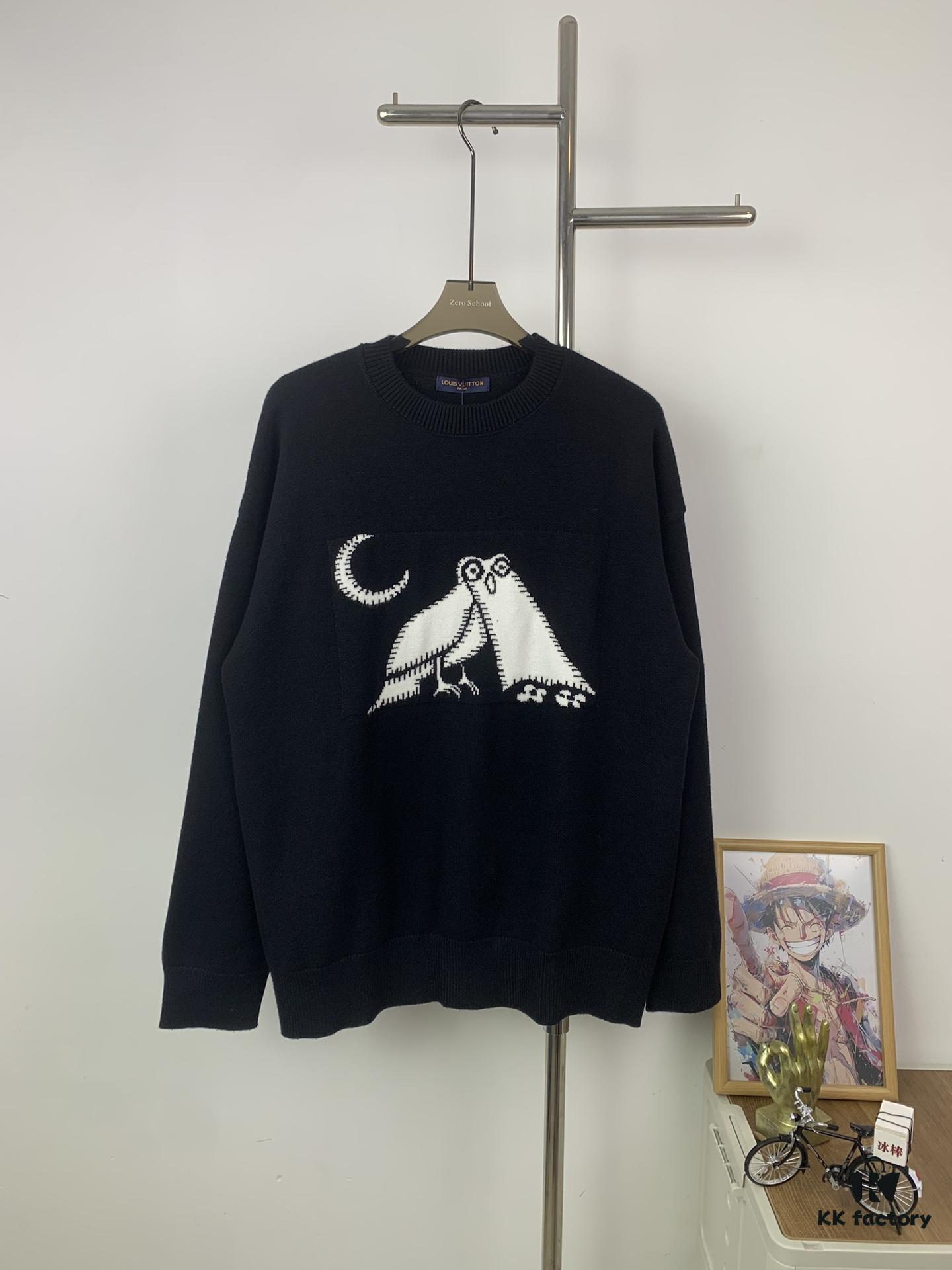 6930f7e96e68136f4d9b4265 New Louis Vuitton Limited Edition Owl Jacquard Crew Neck Casual Sweater