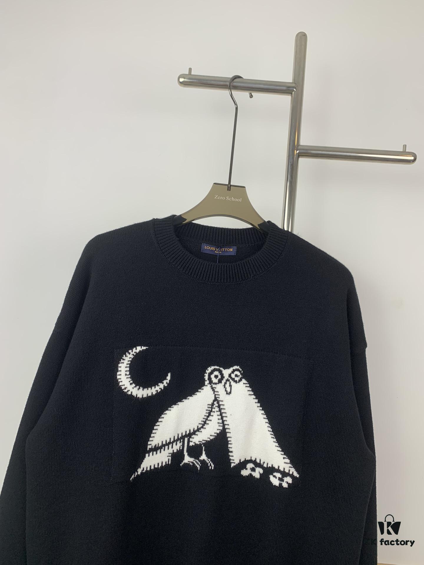 6930f7ea6e68136f4d9b4268 New Louis Vuitton Limited Edition Owl Jacquard Crew Neck Casual Sweater