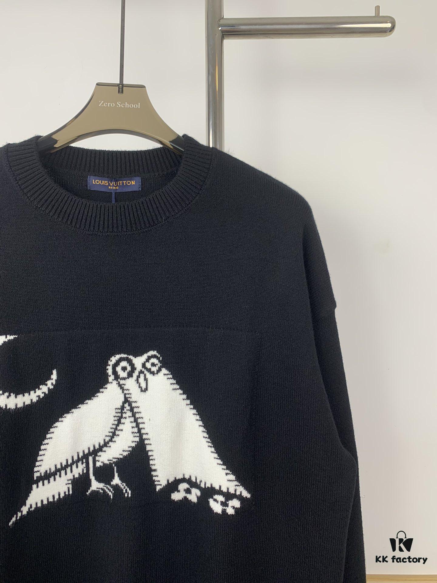 6930f7eb6e68136f4d9b4269 New Louis Vuitton Limited Edition Owl Jacquard Crew Neck Casual Sweater