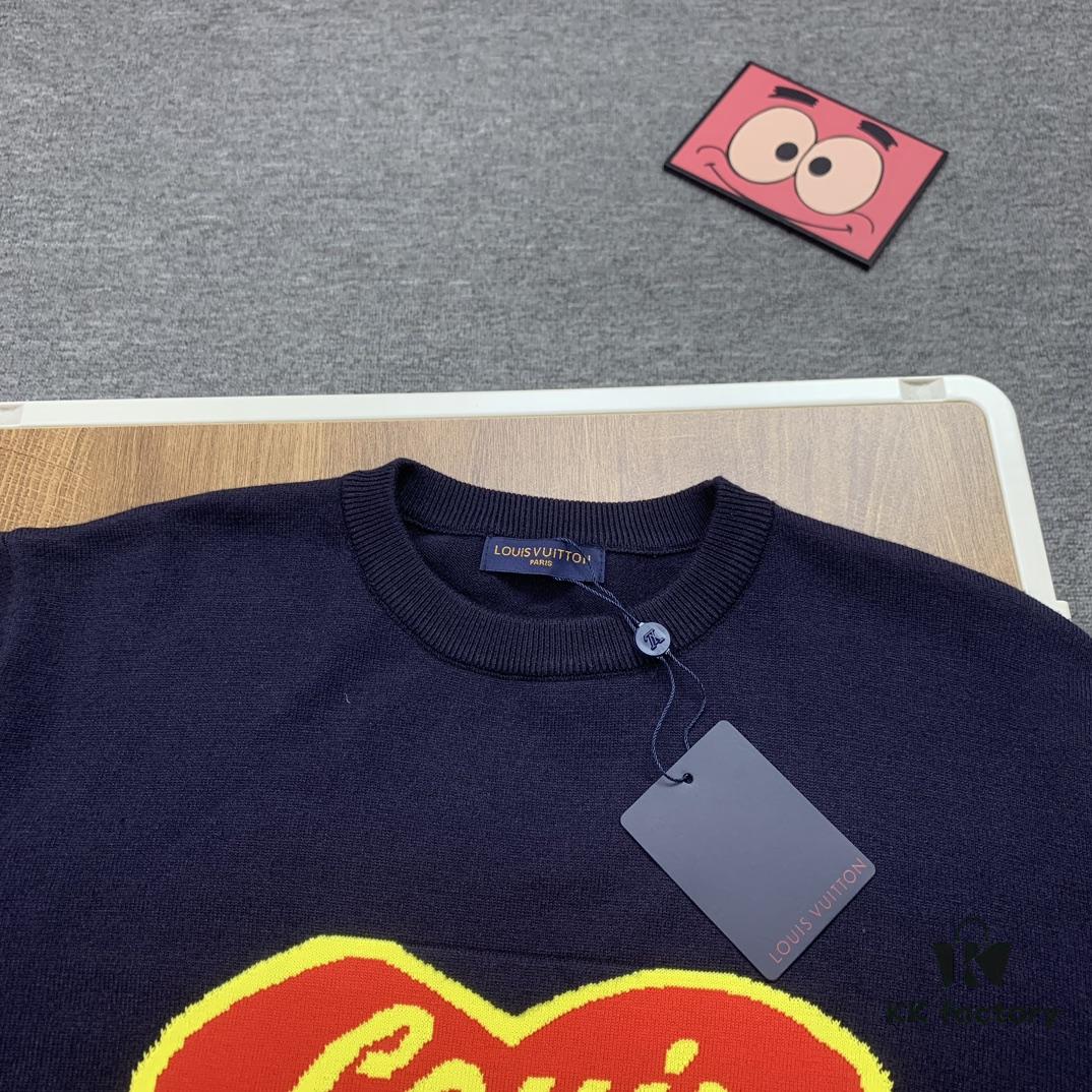 6930f8006e68136f4d9b427b New LV Navy Blue Heart Sweater with 15% Wool, Soft and Comfortable for Direct Wear, High-Quality Version, Warm and Premium Texture