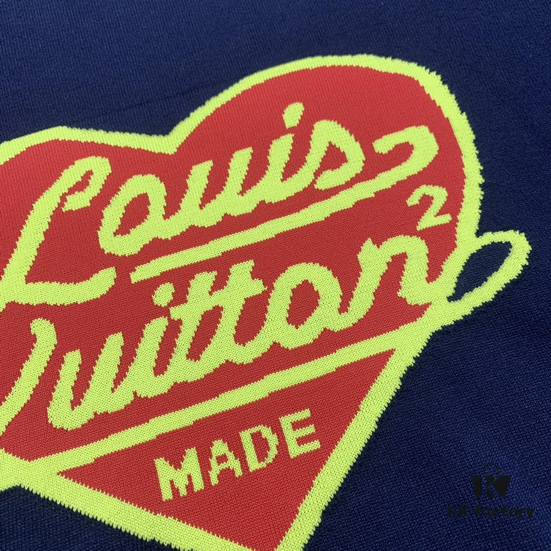 6930f8016e68136f4d9b427c New LV Navy Blue Heart Sweater with 15% Wool, Soft and Comfortable for Direct Wear, High-Quality Version, Warm and Premium Texture