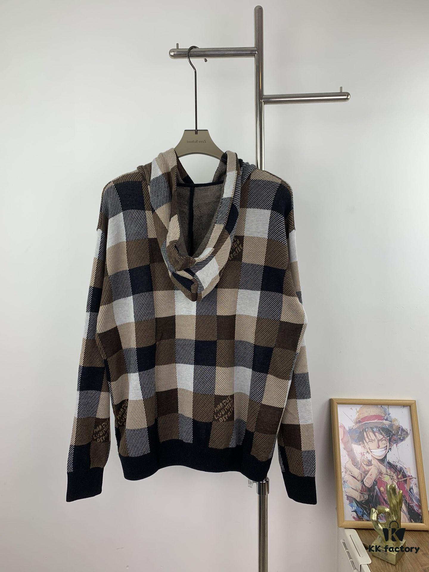 6930f80a6e68136f4d9b4286 Louis Vuitton Chessboard Jacquard Knit Hooded Sweater