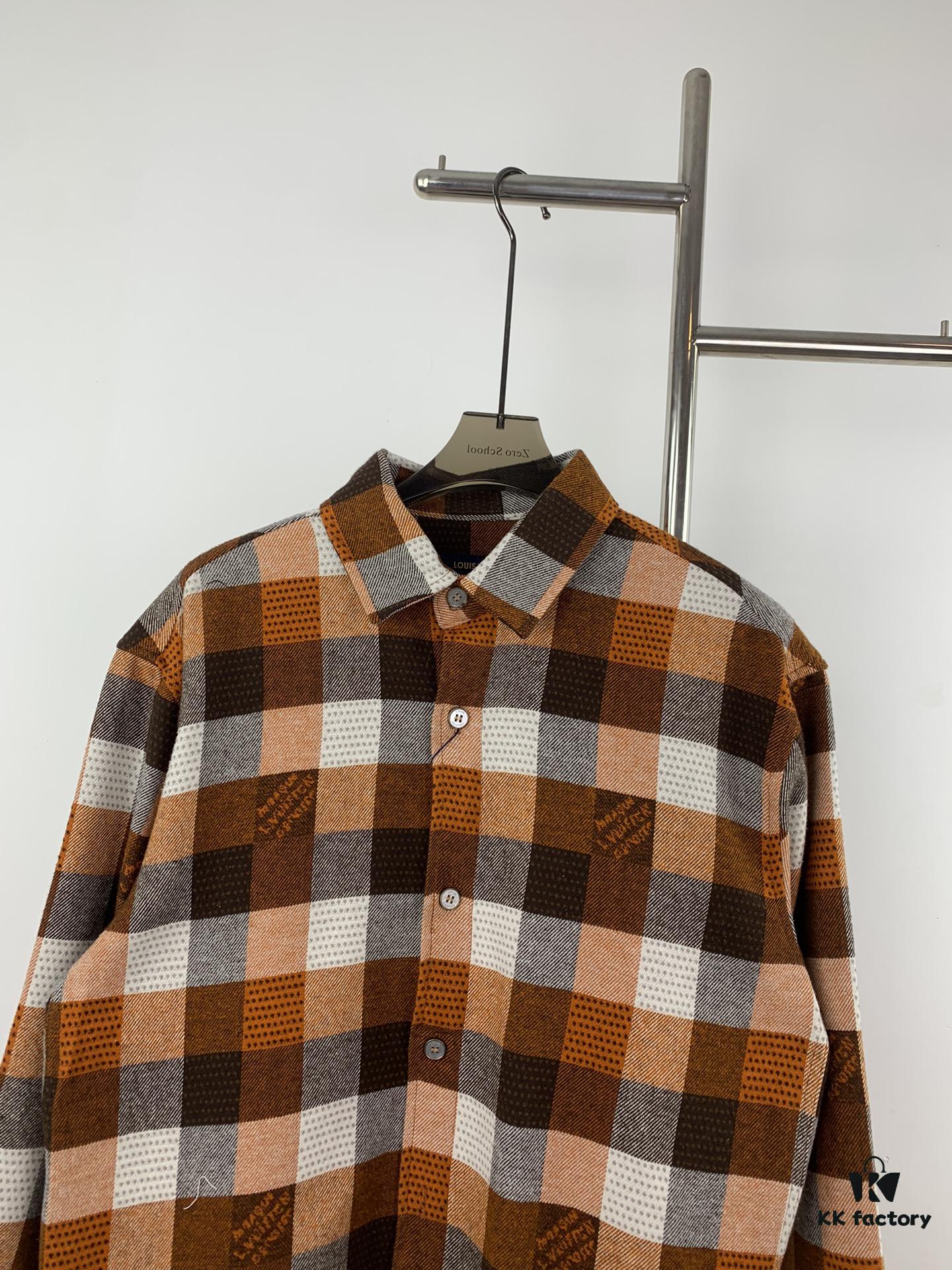 6930f81f6e68136f4d9b4294 Louis Vuitton 24FW Orange Checkered Jacquard Flannel Shirt