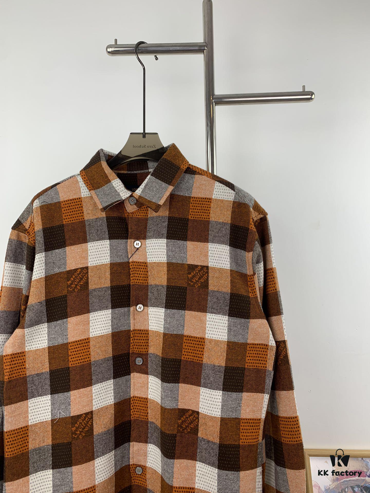 6930f8206e68136f4d9b4295 Louis Vuitton 24FW Orange Checkered Jacquard Flannel Shirt