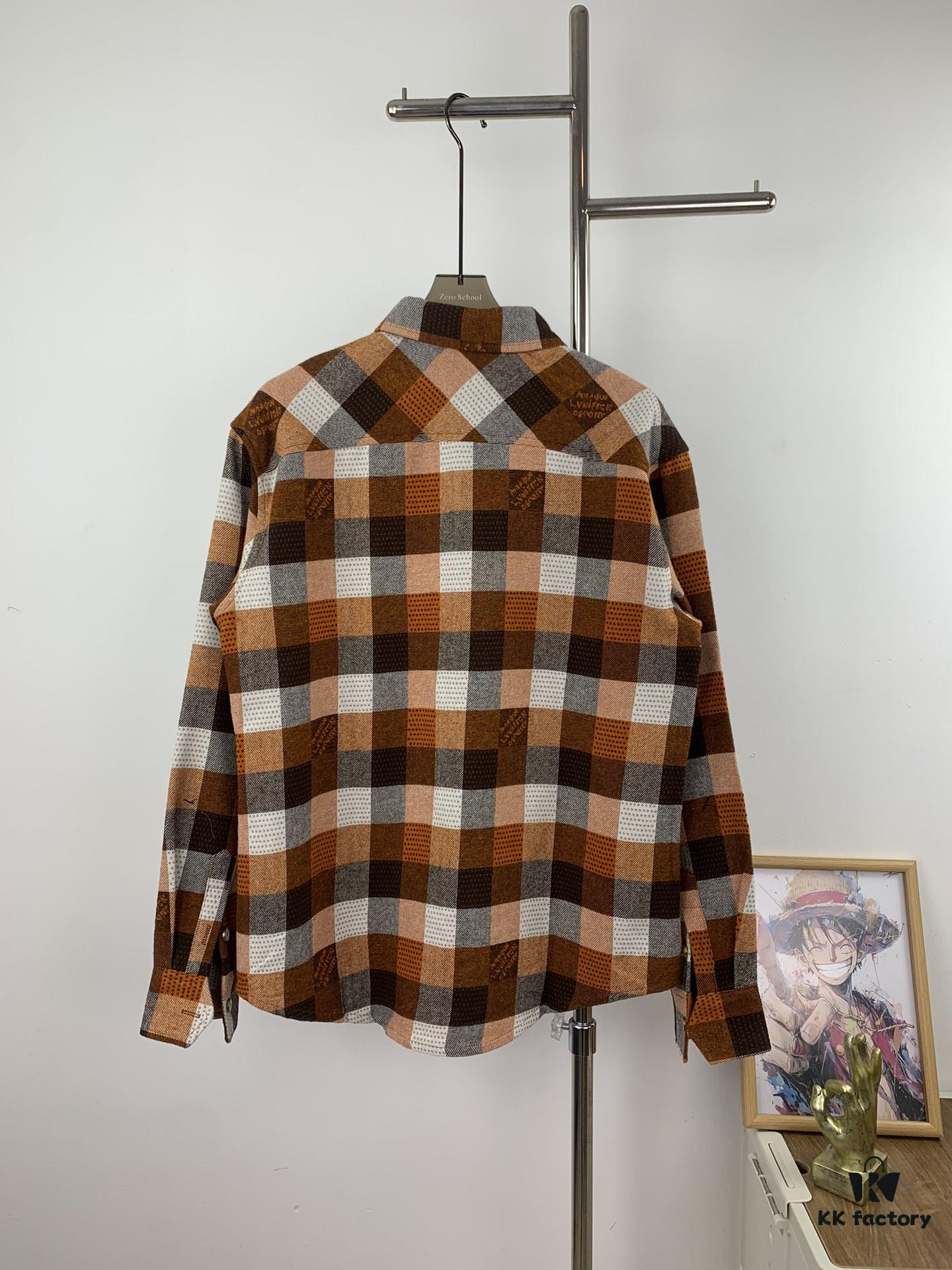 6930f8216e68136f4d9b4297 Louis Vuitton 24FW Orange Checkered Jacquard Flannel Shirt
