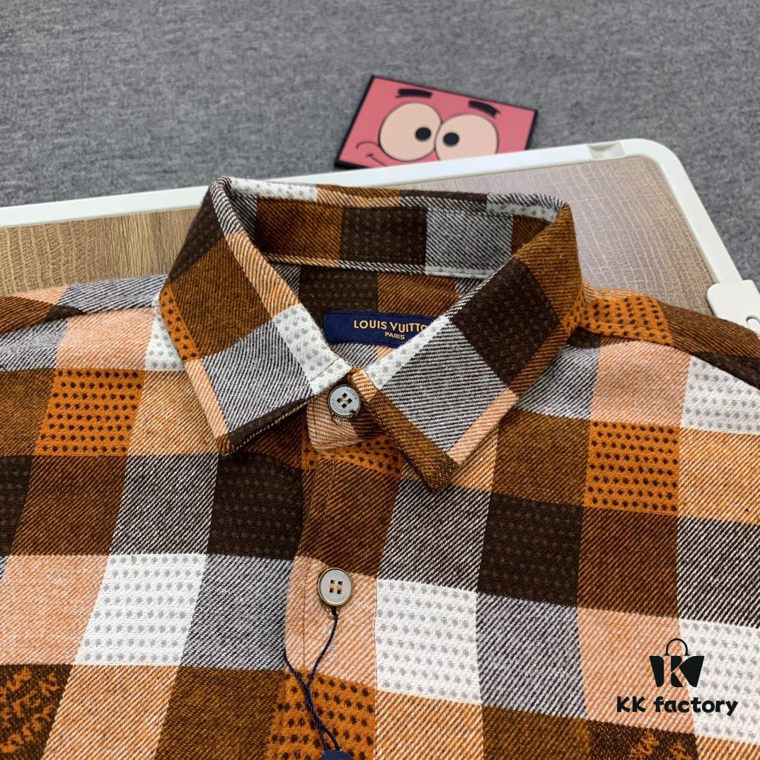 6930f8246e68136f4d9b4298 Louis Vuitton 24FW Orange Checkered Jacquard Flannel Shirt