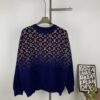 New LV Louis Vuitton Gradient Jacquard All-Over Logo Crew Neck Sweater Unisex