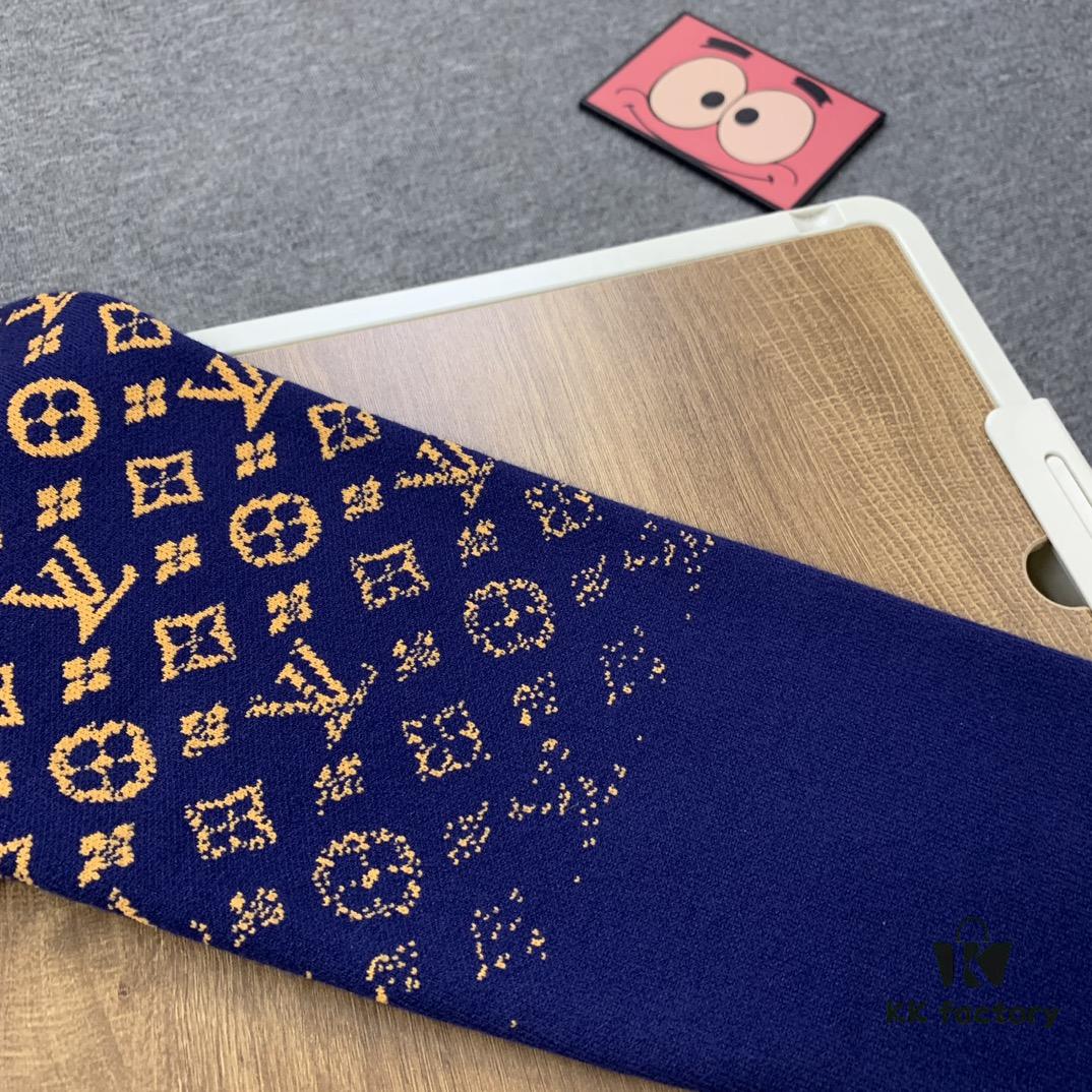 New LV Louis Vuitton Gradient Jacquard All-Over Logo Crew Neck Sweater Unisex