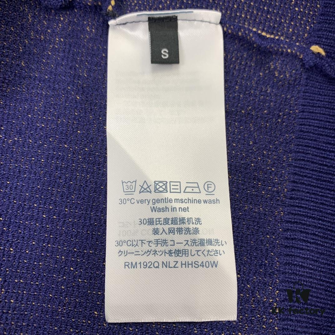 New LV Louis Vuitton Gradient Jacquard All-Over Logo Crew Neck Sweater Unisex