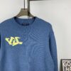 New LV Jacquard Letter Round-Neck Sweater 23FW Official Website Release LOUIS VUITTON Louis Vuitton 2023 Spring Blue and Green Patchwork Logo Round-Neck Letter Jacquard Sweater Knitwear