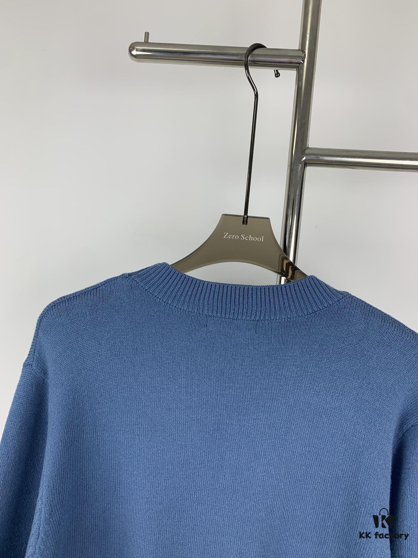 New LV Jacquard Letter Round-Neck Sweater 23FW Official Website Release LOUIS VUITTON Louis Vuitton 2023 Spring Blue and Green Patchwork Logo Round-Neck Letter Jacquard Sweater Knitwear