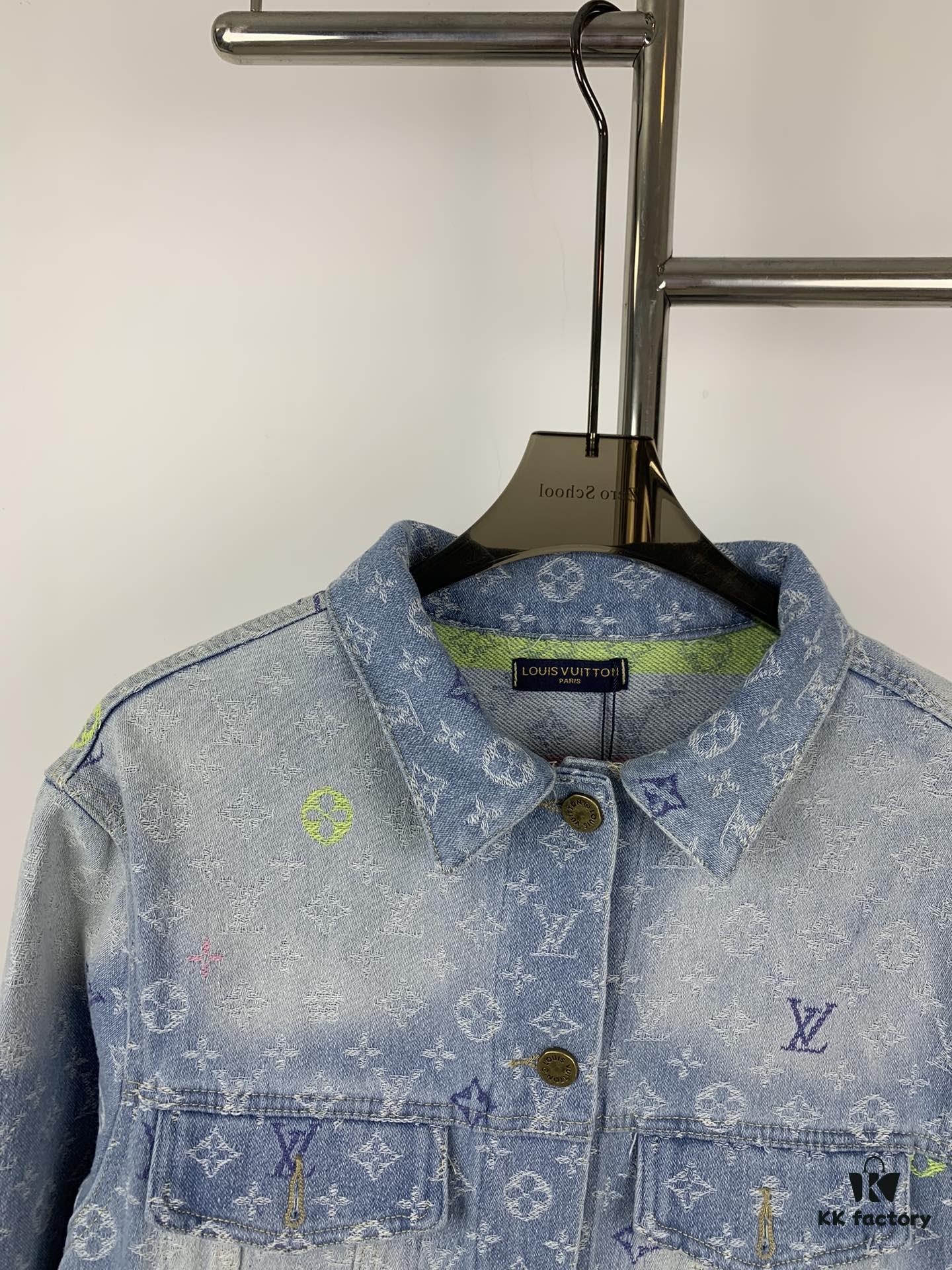 6930f8786e68136f4d9b42f4 New LV Louis Vuitton 1V 24FW Tyler Collaboration Monogram Colorful Embroidered Denim Jacket Unisex