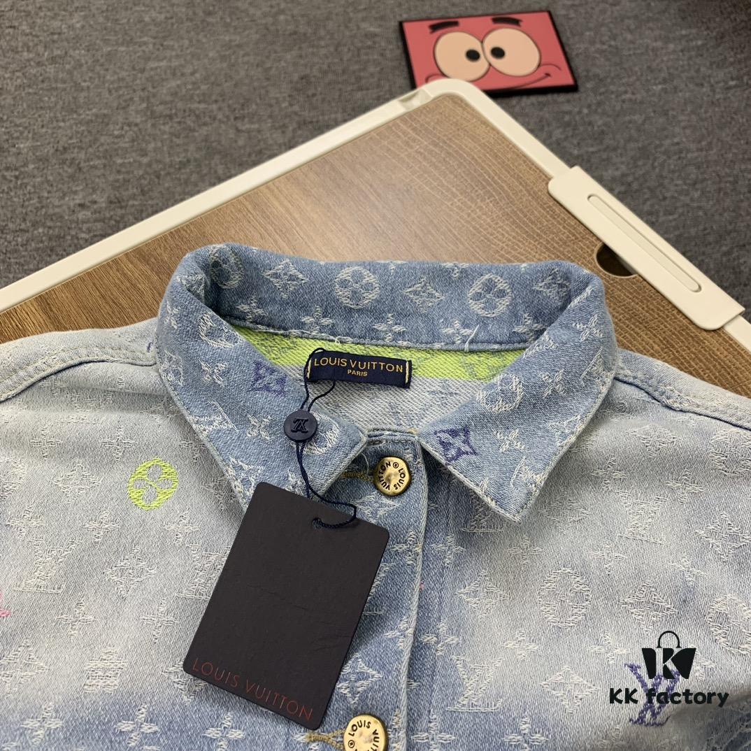 6930f8786e68136f4d9b42f5 New LV Louis Vuitton 1V 24FW Tyler Collaboration Monogram Colorful Embroidered Denim Jacket Unisex