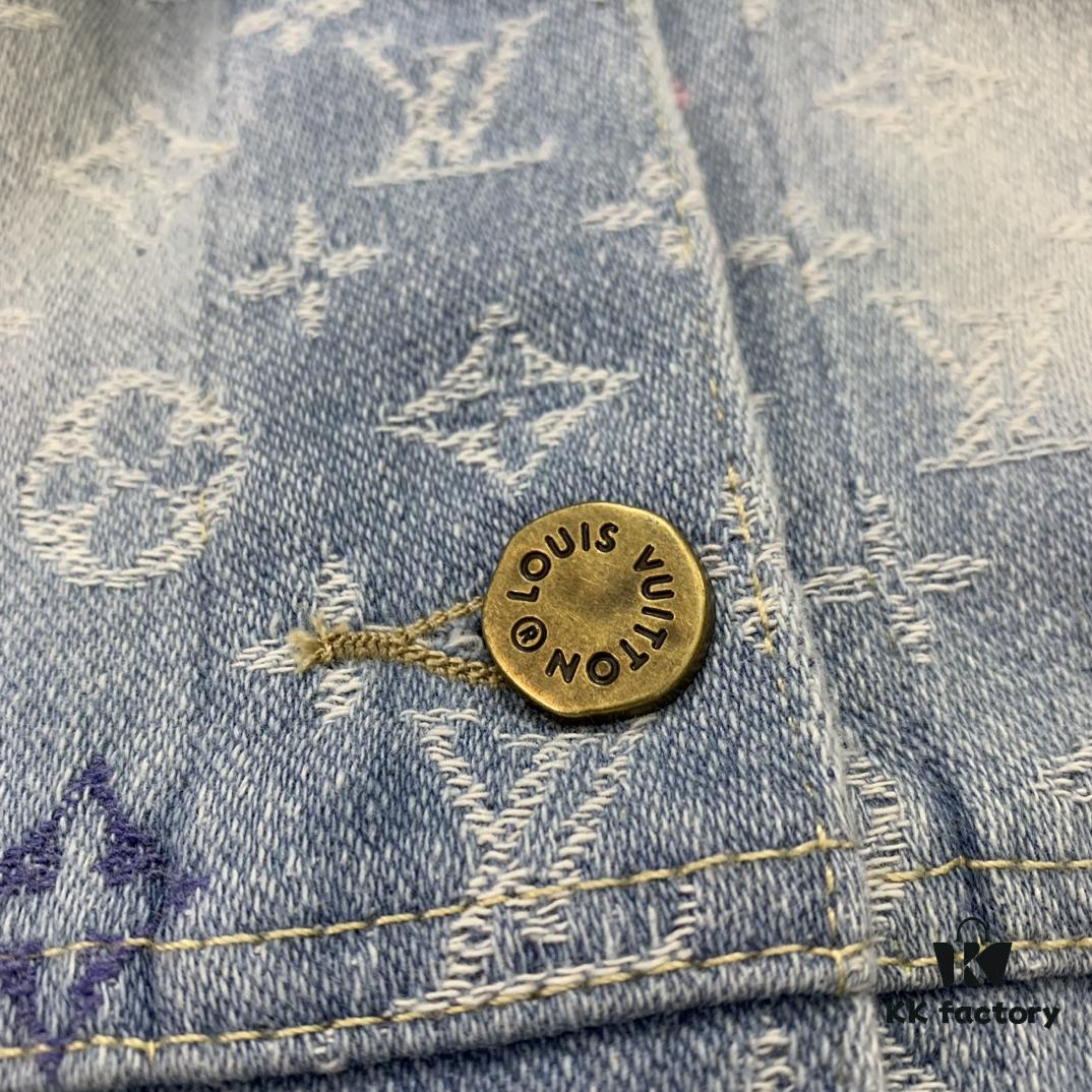 6930f8796e68136f4d9b42f6 New LV Louis Vuitton 1V 24FW Tyler Collaboration Monogram Colorful Embroidered Denim Jacket Unisex