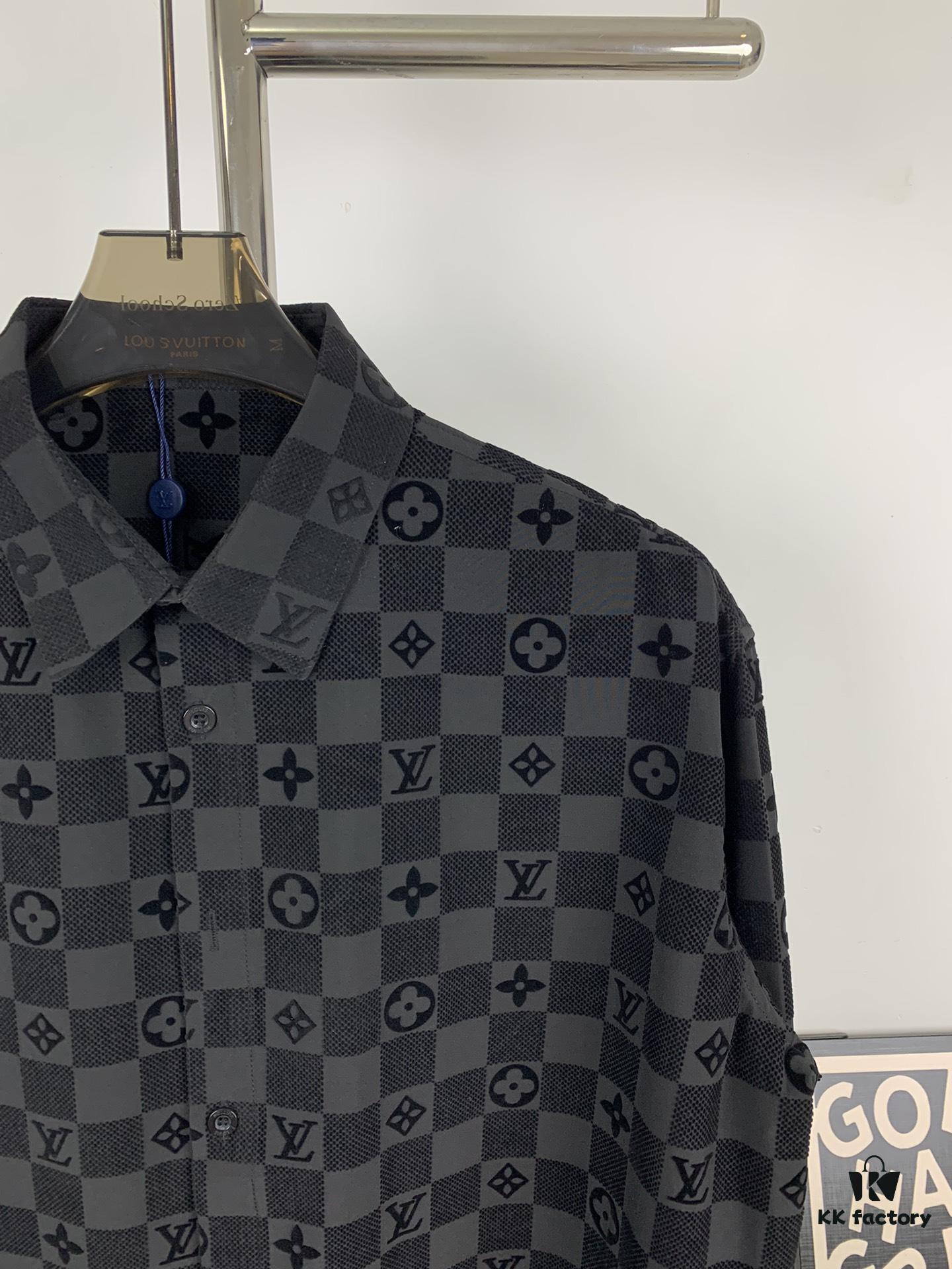 6930f8836e68136f4d9b4300 New Louis Vuitton 24SS Flocked Letter All-Over Mosaic Check Jacquard Shirt Jacket Unisex