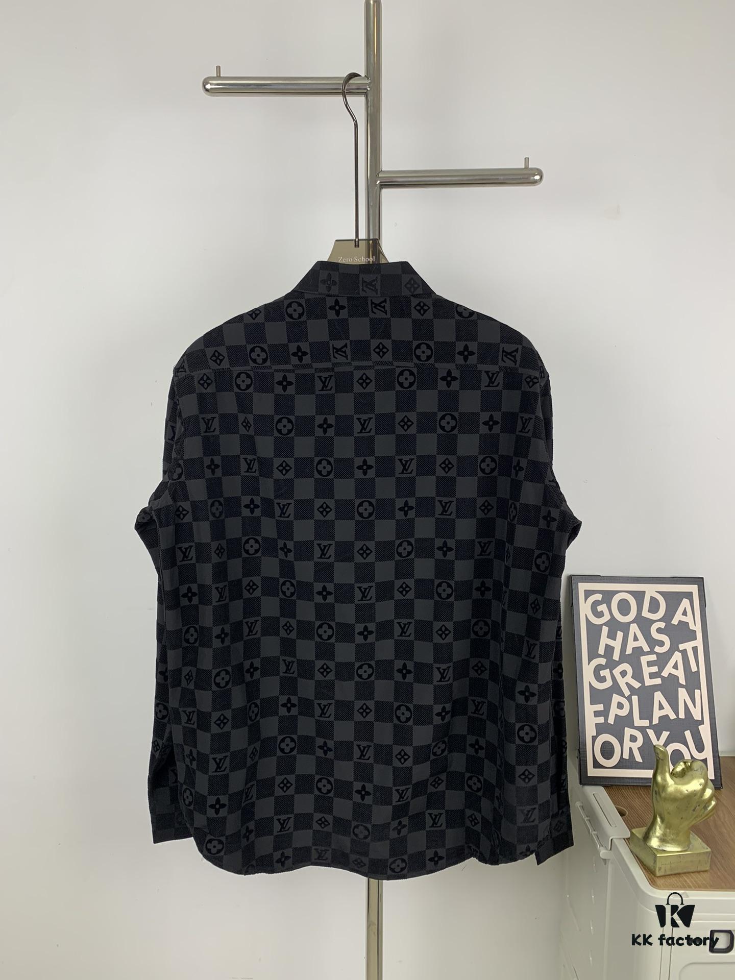 6930f8836e68136f4d9b4301 New Louis Vuitton 24SS Flocked Letter All-Over Mosaic Check Jacquard Shirt Jacket Unisex