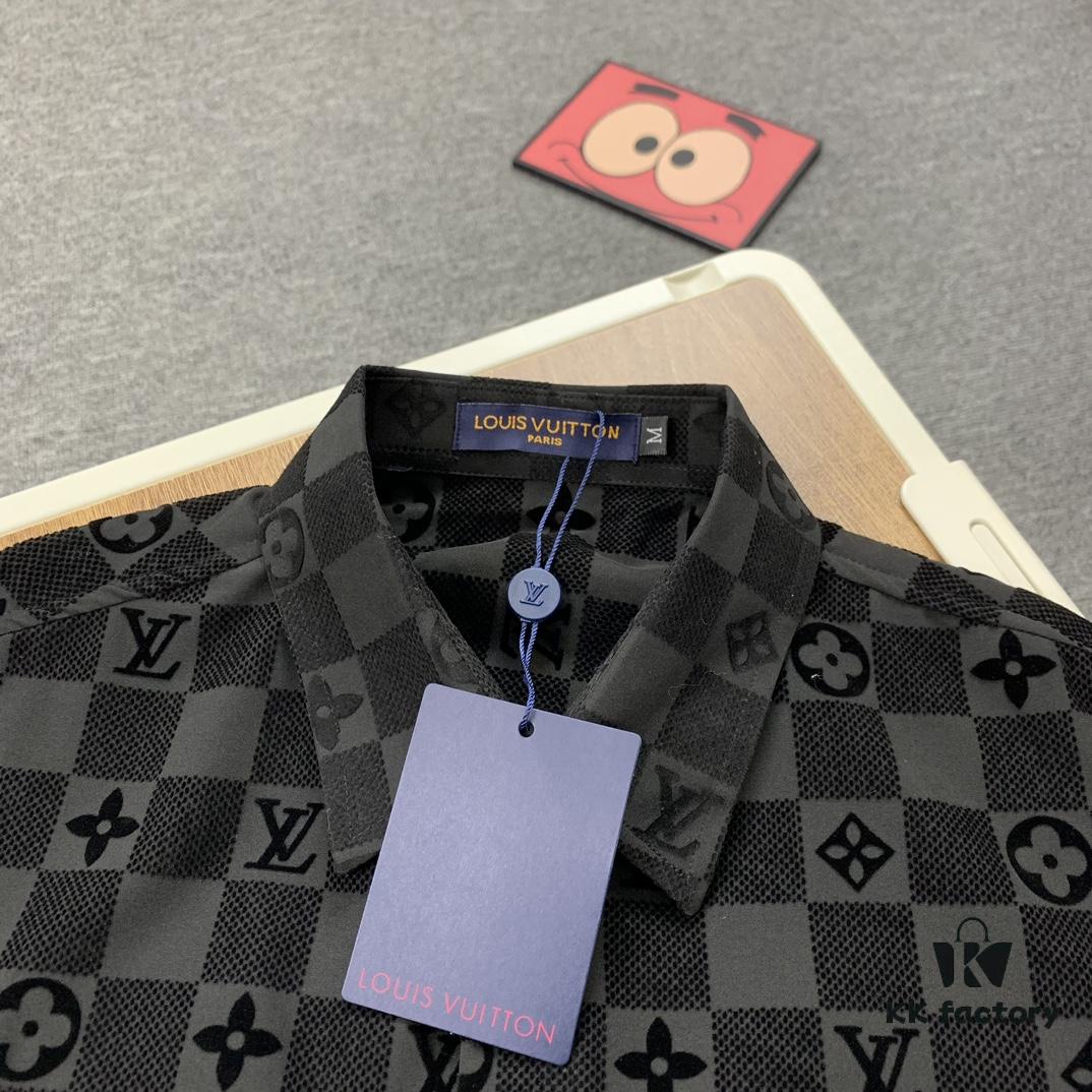 6930f8846e68136f4d9b4302 New Louis Vuitton 24SS Flocked Letter All-Over Mosaic Check Jacquard Shirt Jacket Unisex