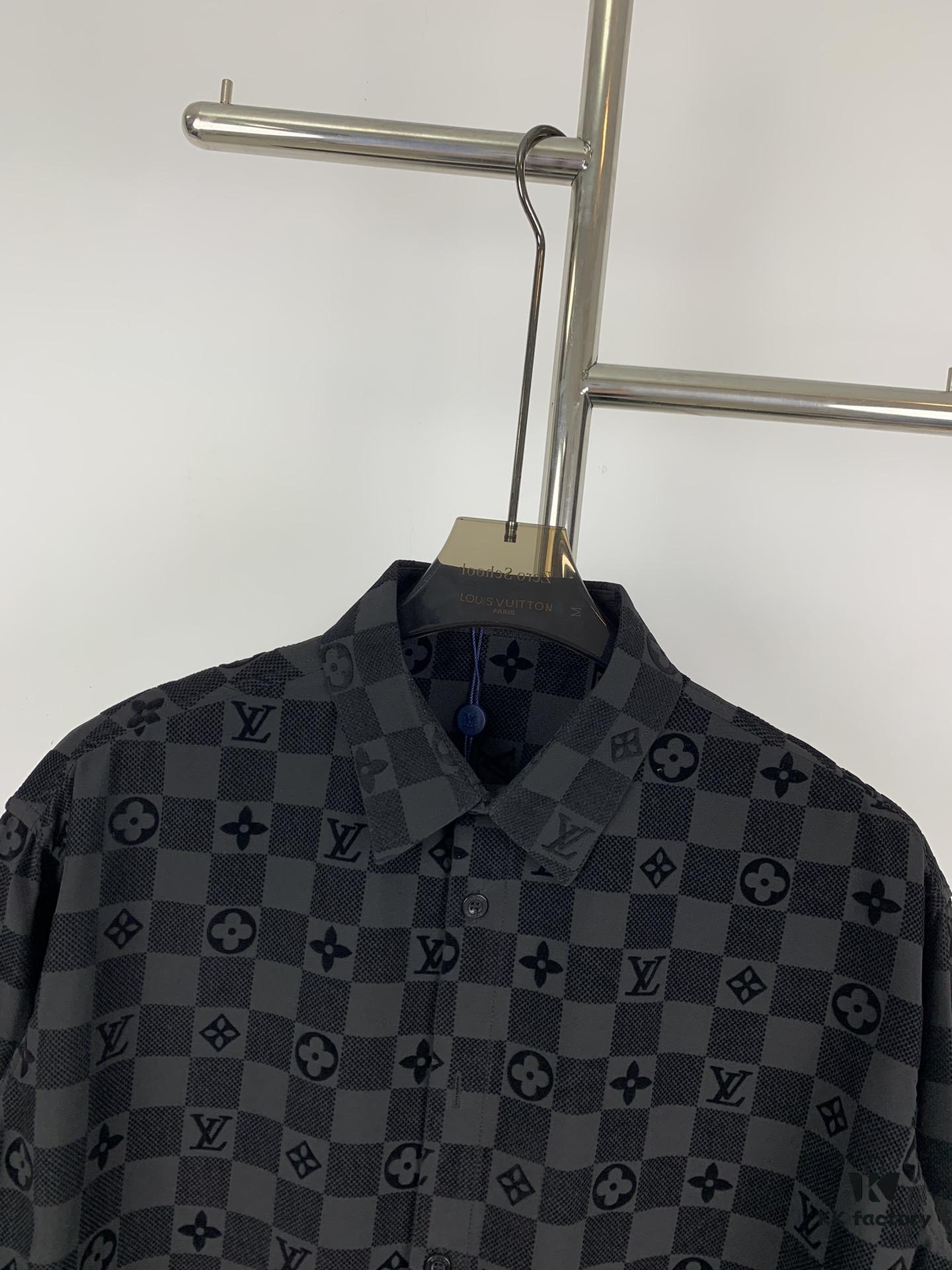 6930f8866e68136f4d9b4305 New Louis Vuitton 24SS Flocked Letter All-Over Mosaic Check Jacquard Shirt Jacket Unisex