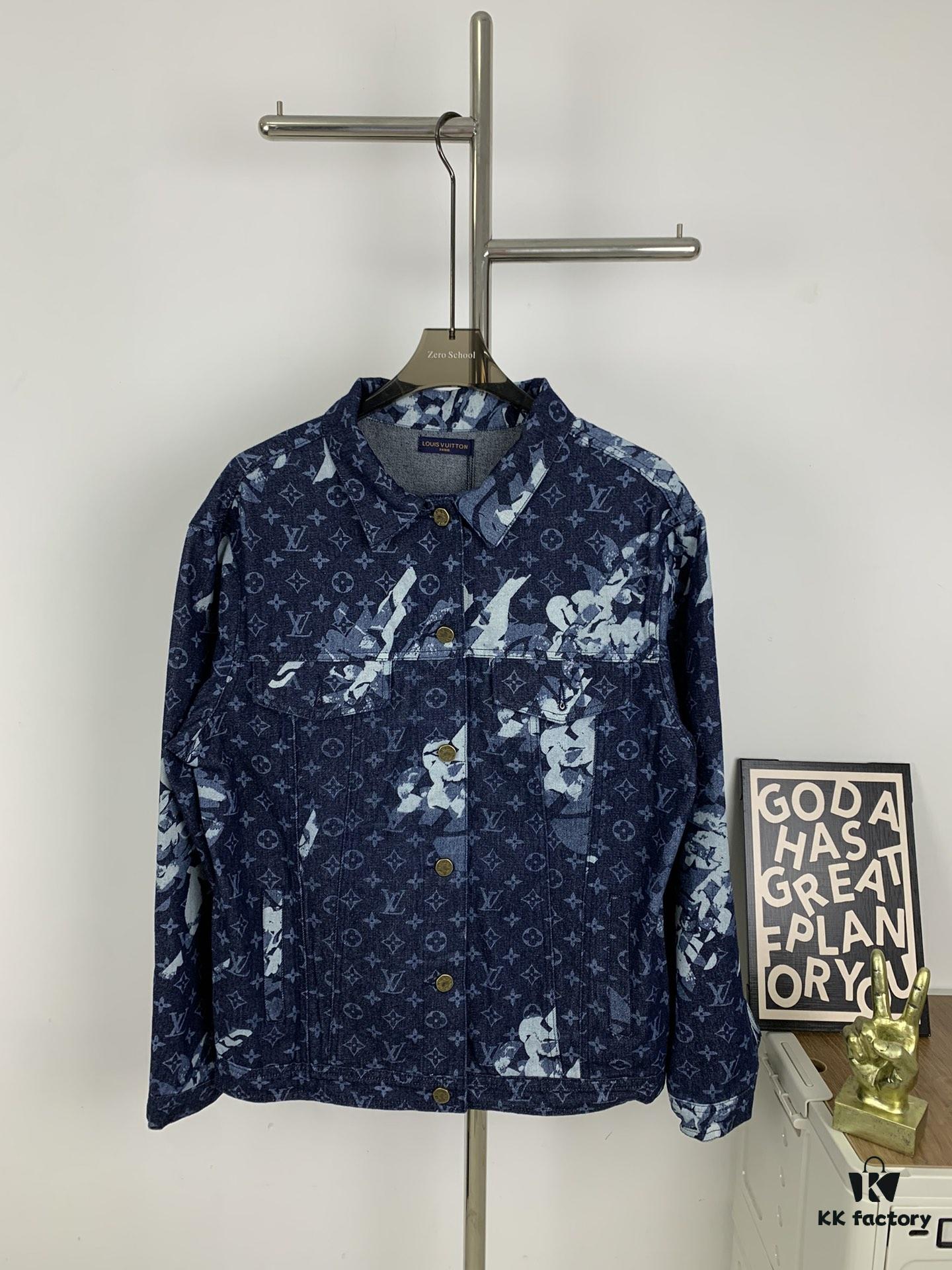 6930f8886e68136f4d9b4308 New Louis Vuitton x Yayoi Kusama Letter Combination Floral Print Bleached Seagrass Logo All-Over Denim Jacket and Pants Set