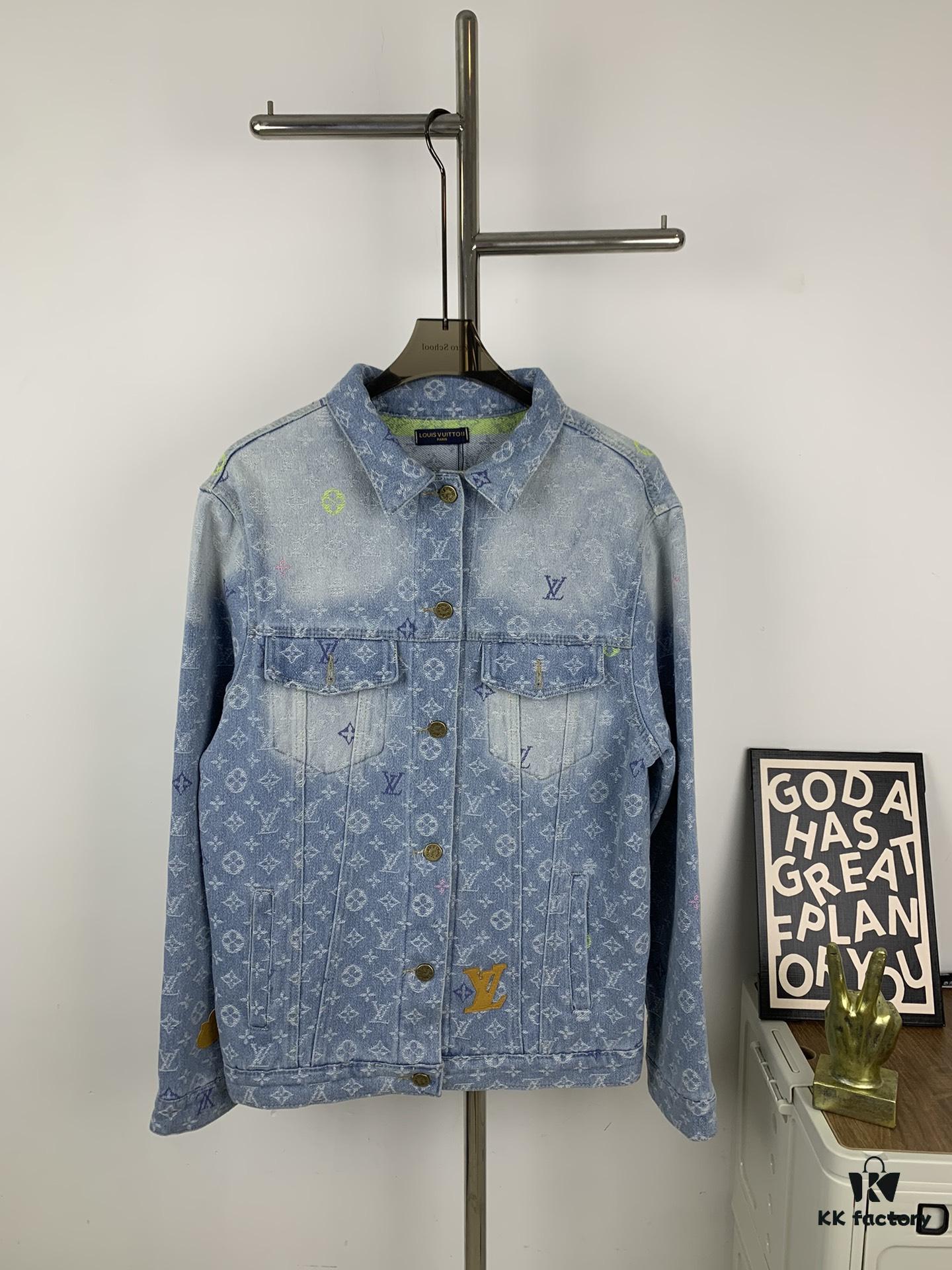 6930f8966e68136f4d9b4318 New LV Louis Vuitton 1V 24FW Tyler Collaboration Monogram Colorful Embroidered Denim Jacket Unisex