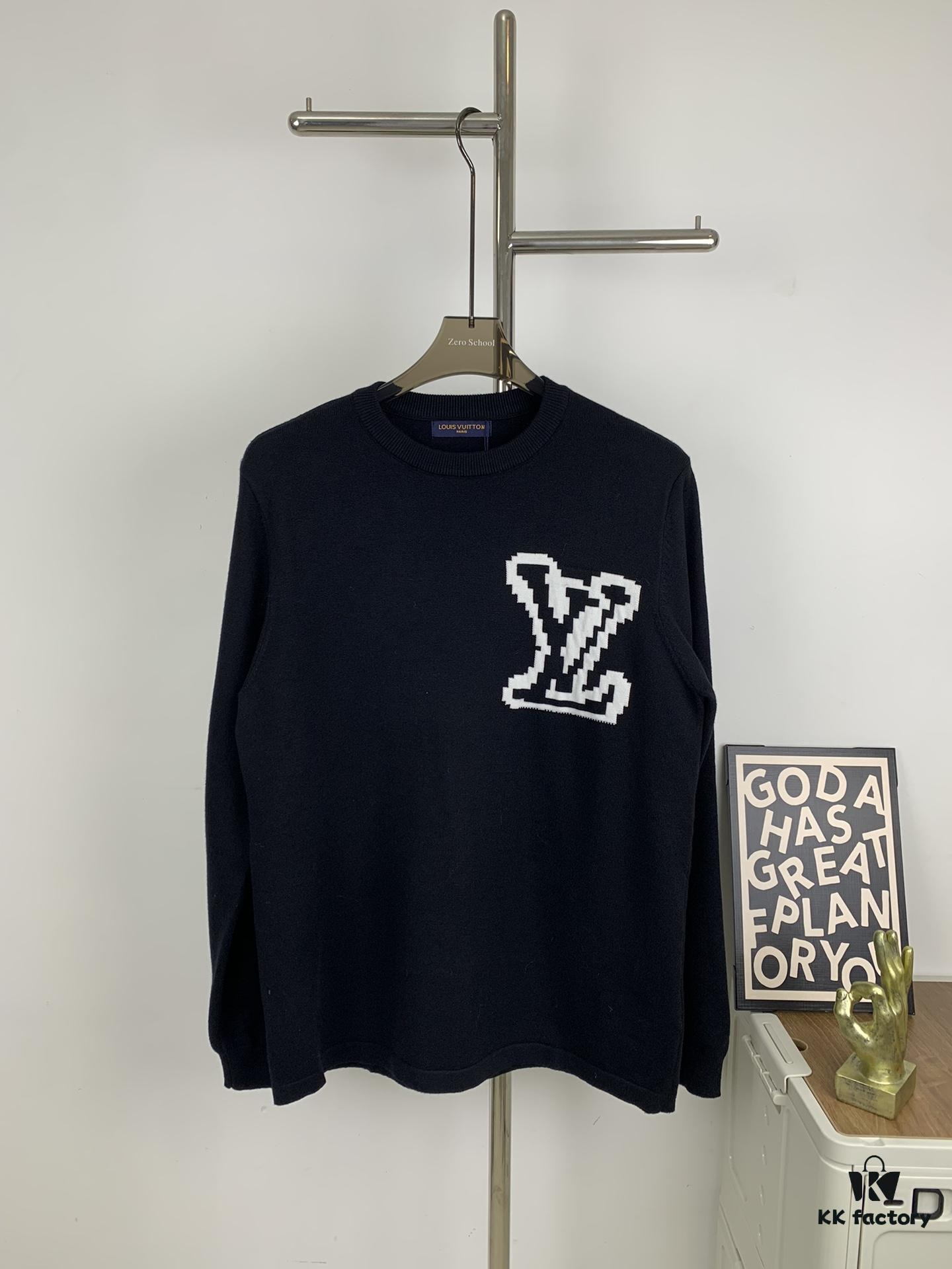 6930f8986e68136f4d9b431a New LV Louis Vuitton White Knitted Logo Crewneck Sweater Unisex
