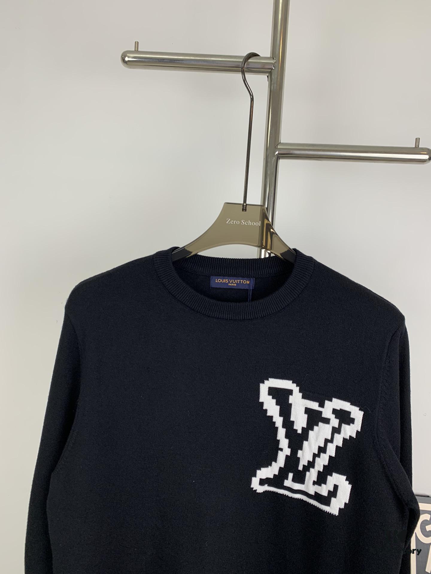 6930f8986e68136f4d9b431c New LV Louis Vuitton White Knitted Logo Crewneck Sweater Unisex